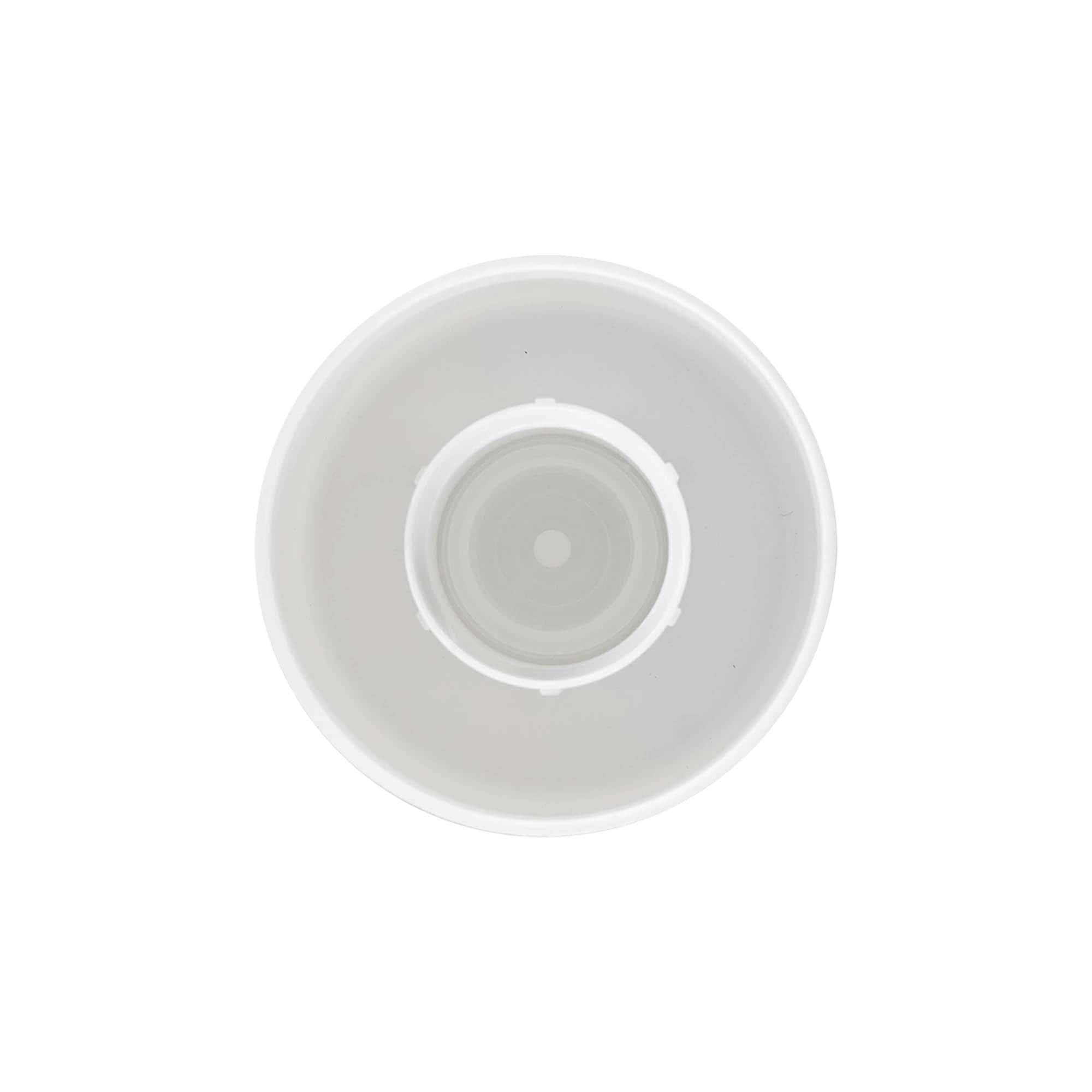 Bouchon à vis pour flacon rond avec insert de seringue, plastique PE, blanc, pour ouverture : GL 22