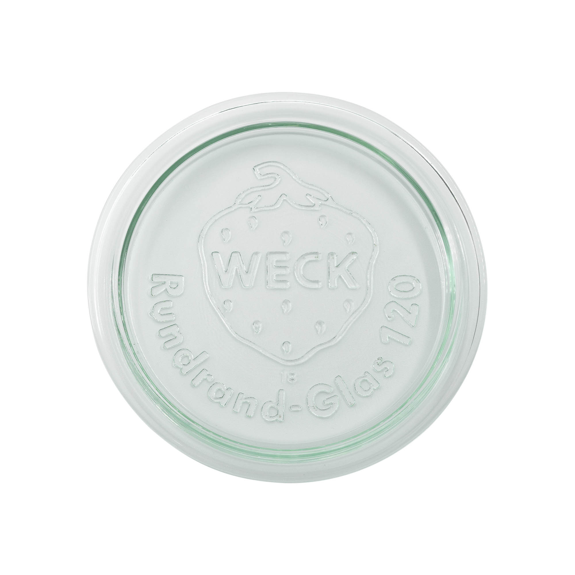 Couvercle en verre WECK à bord rond, pour ouverture : RR120 Couvercle en verre WECK à bord rond, pour ouverture : RR120