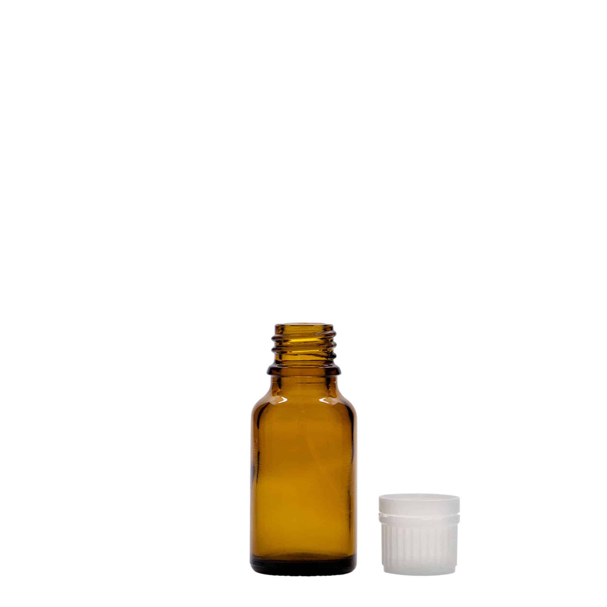 Flacon médical de 15 ml, verre, brun, ouverture : DIN 18