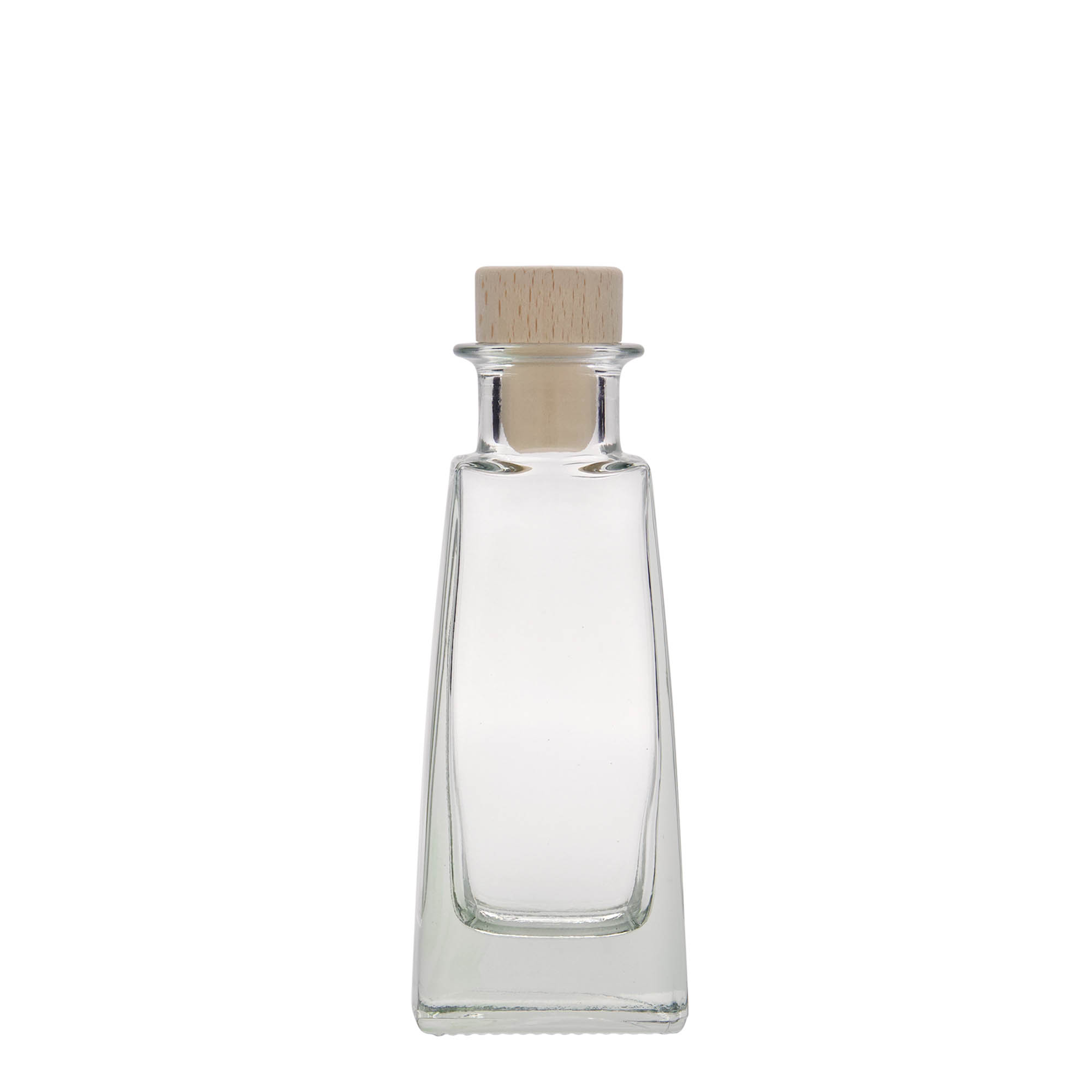 Flacon en verre 100 ml « Timmy », rectangulaire, ouverture : bouchon en liège