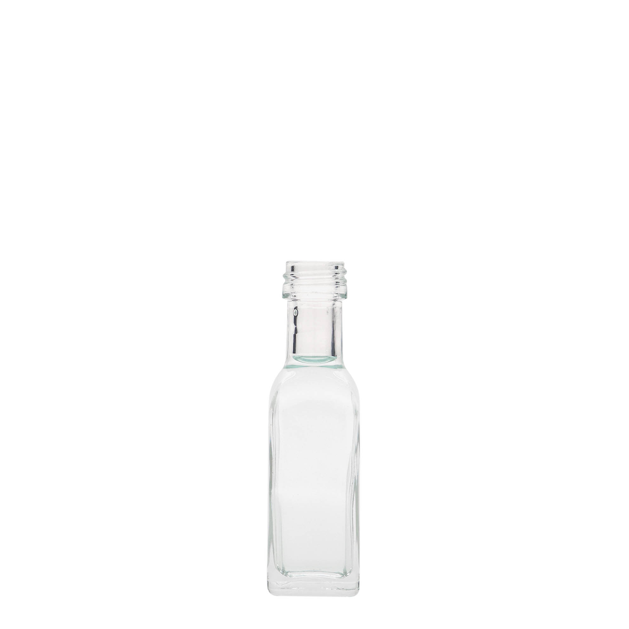 Flacon en verre 20 ml « Marasca », carré, ouverture : PP 18 Flacon en verre 20 ml « Marasca », carré, ouverture : PP 18
