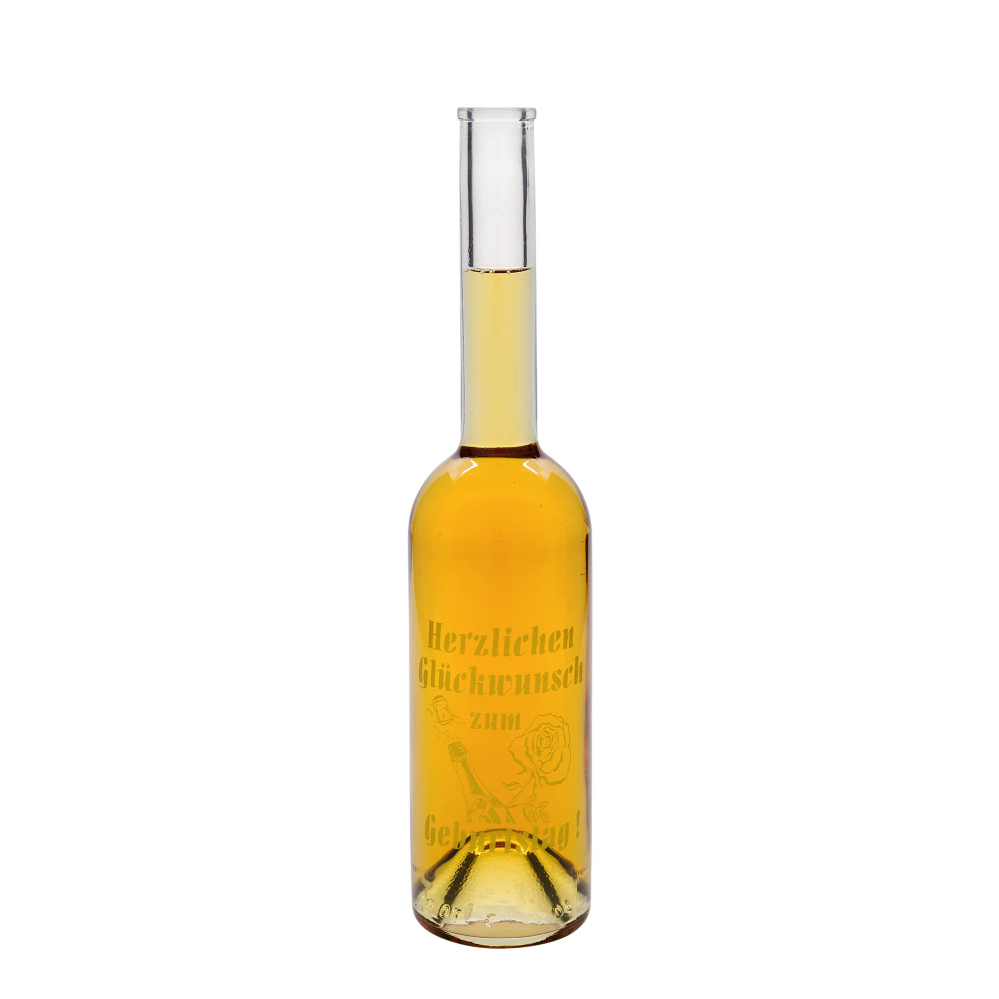 Bouteille en verre 500 ml 'Opera', motif : bouteille d'anniversaire, ouverture : bouchon en liège