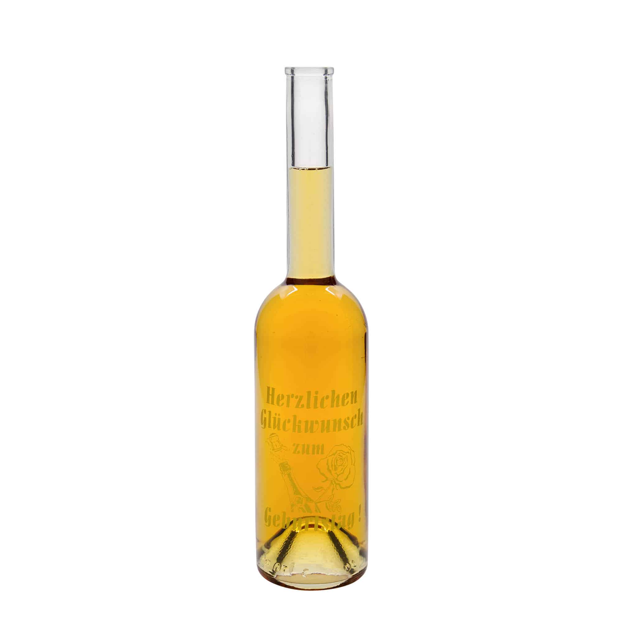 Bouteille en verre 500 ml 'Opera', motif : bouteille d'anniversaire, ouverture : bouchon en liège