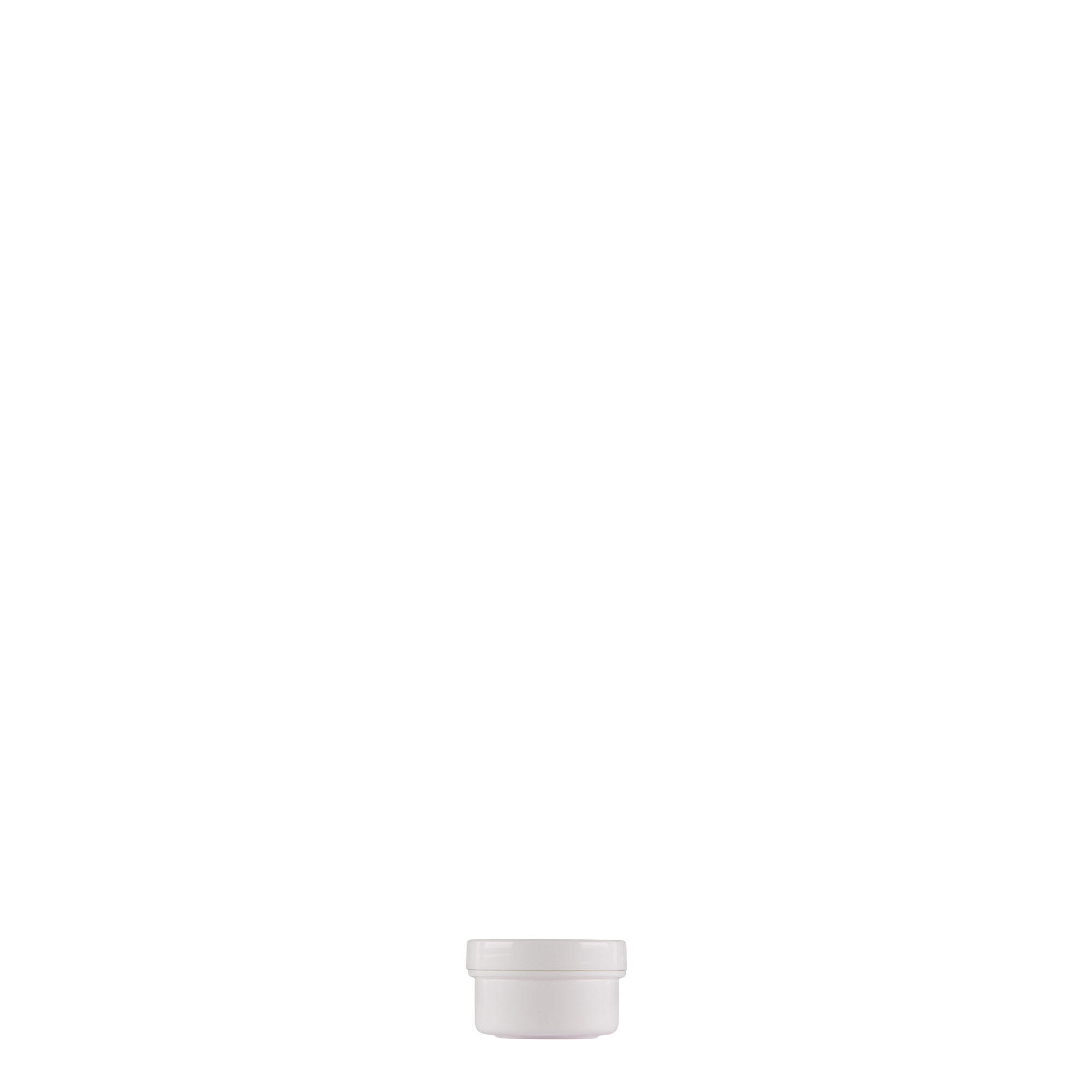 Pot en plastique de 6 ml « White Line », PP, blanc, ouverture : bouchon à vis Pot en plastique de 6 ml « White Line », PP, blanc, ouverture : bouchon à vis