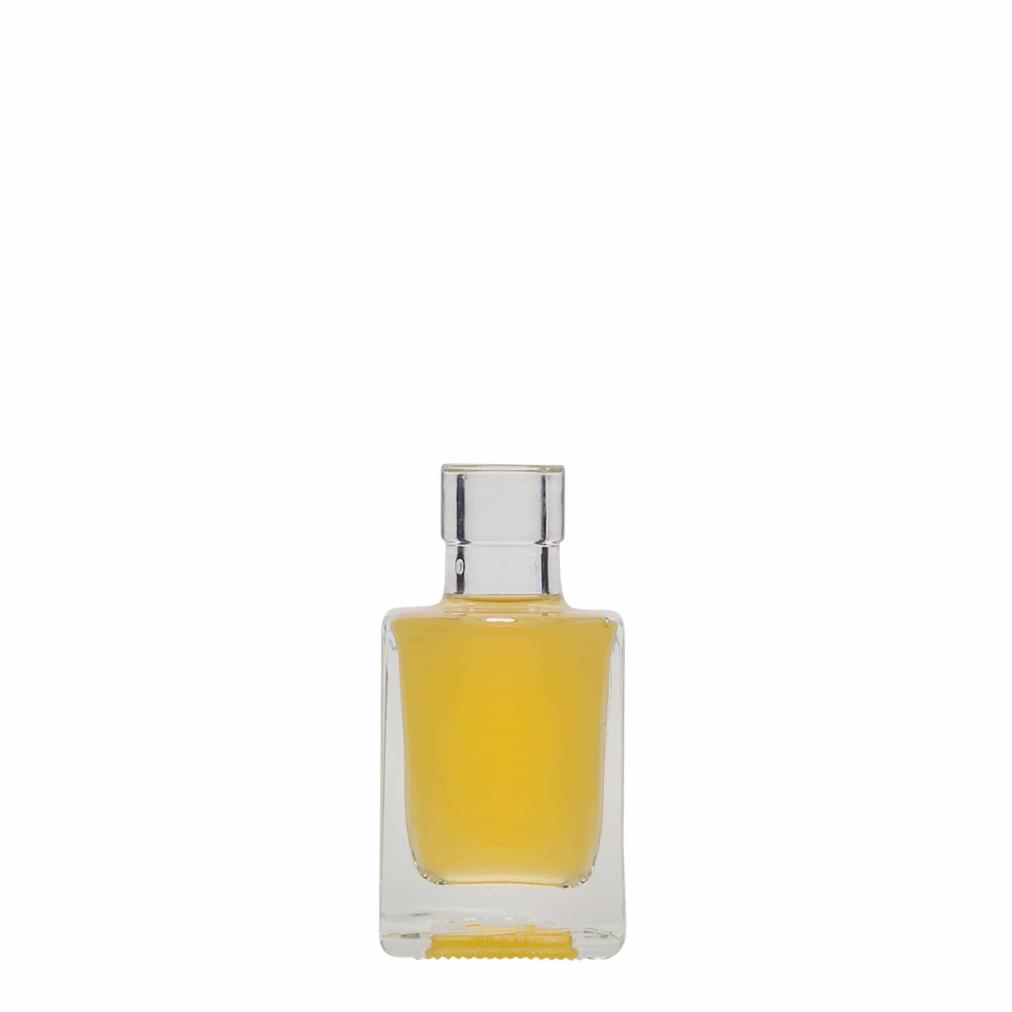 Flacon en verre 50 ml « Cube », carré, ouverture : bouchon en liège