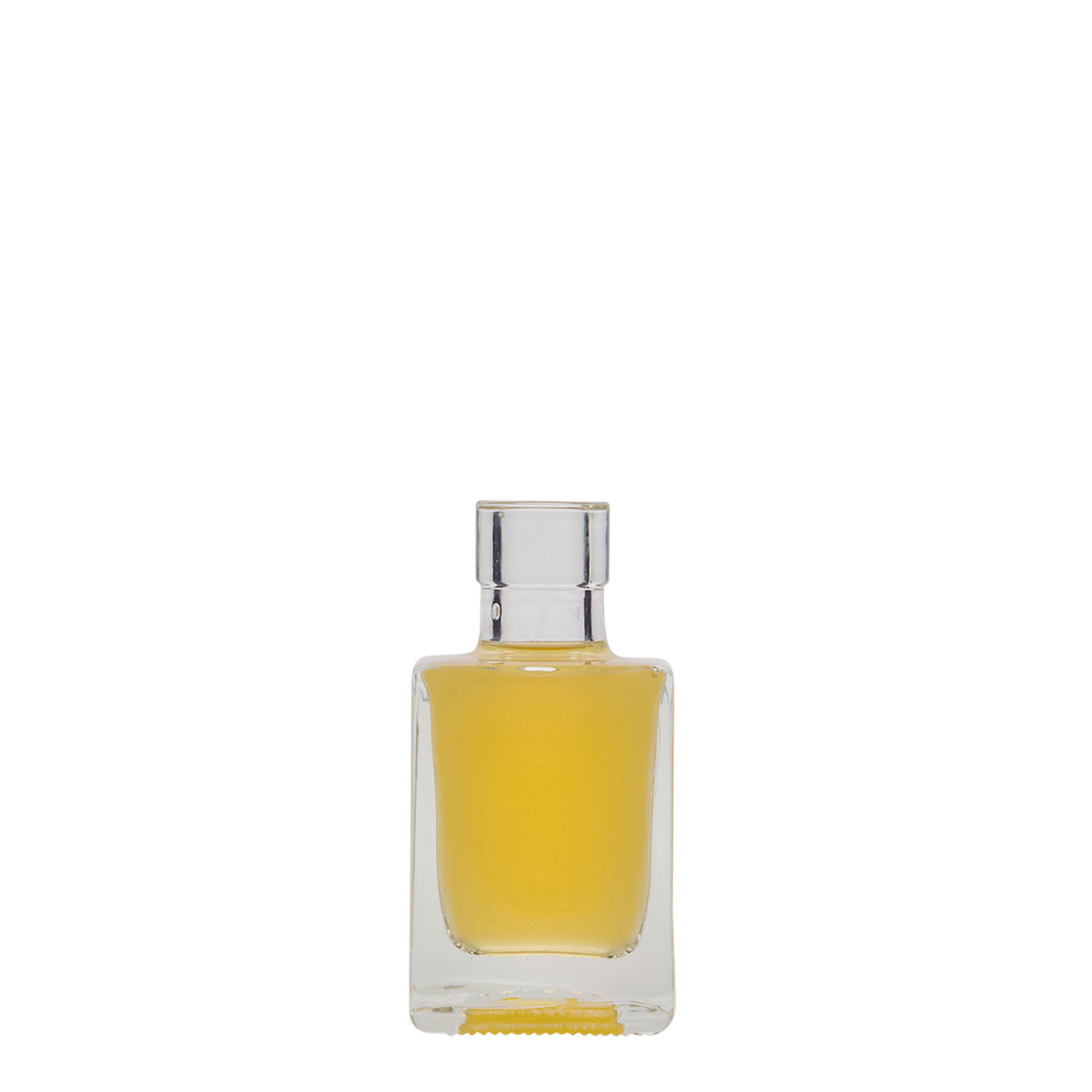 Flacon en verre 50 ml « Cube », carré, ouverture : bouchon en liège