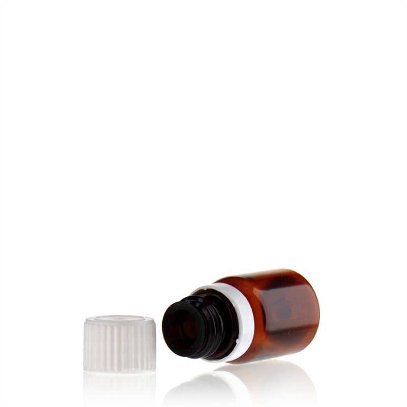 Flacon pharmaceutique en PET 10 ml 'Easy Living', brun, plastique, bouchage: DIN 18