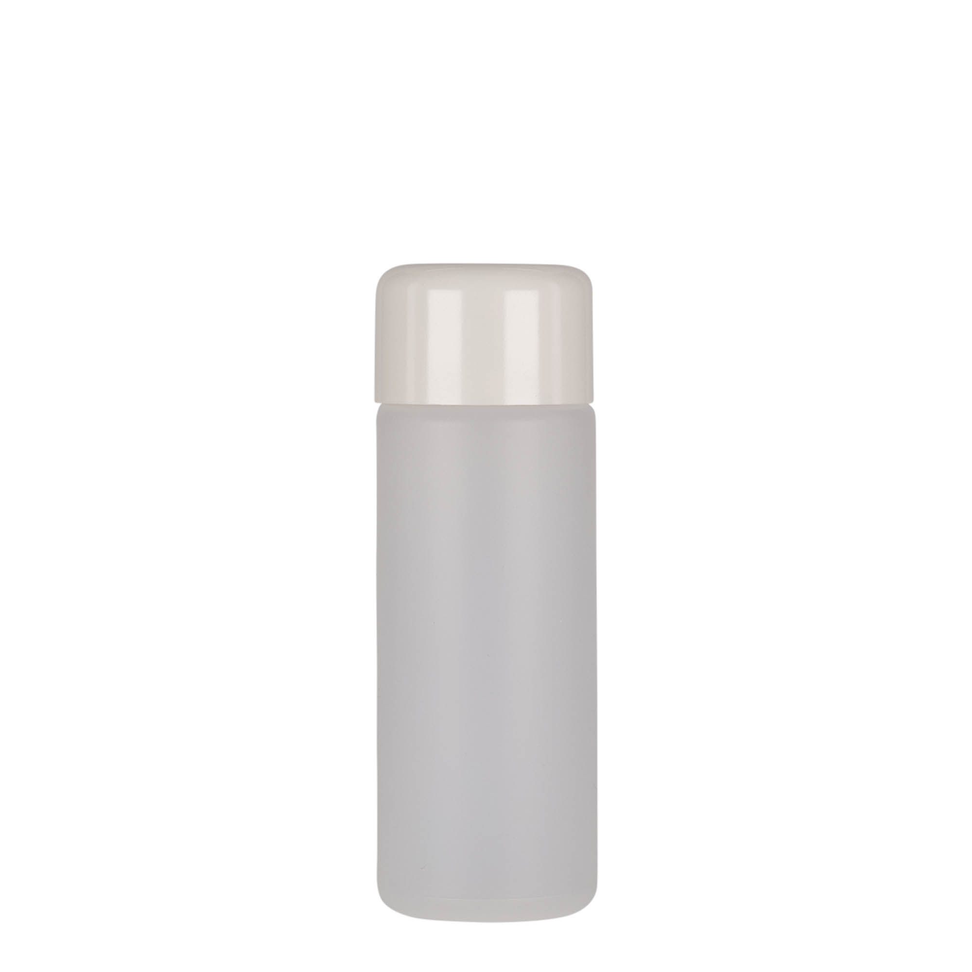 Flacon rond de 100 ml, plastique PE, naturel, ouverture : bouchon à vis
