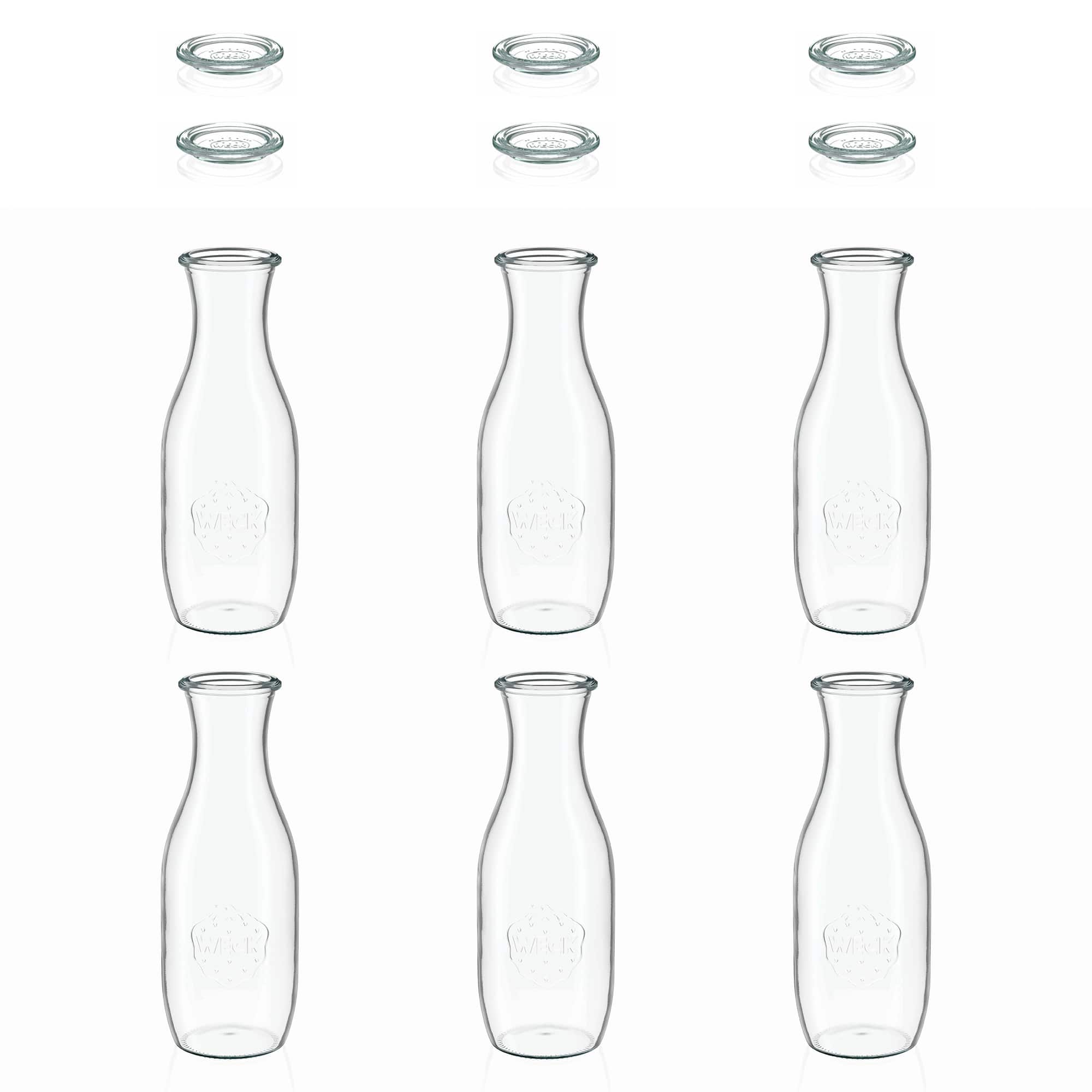 6x 1000 ml Bouteille à jus WECK avec couvercle en verre RR 60