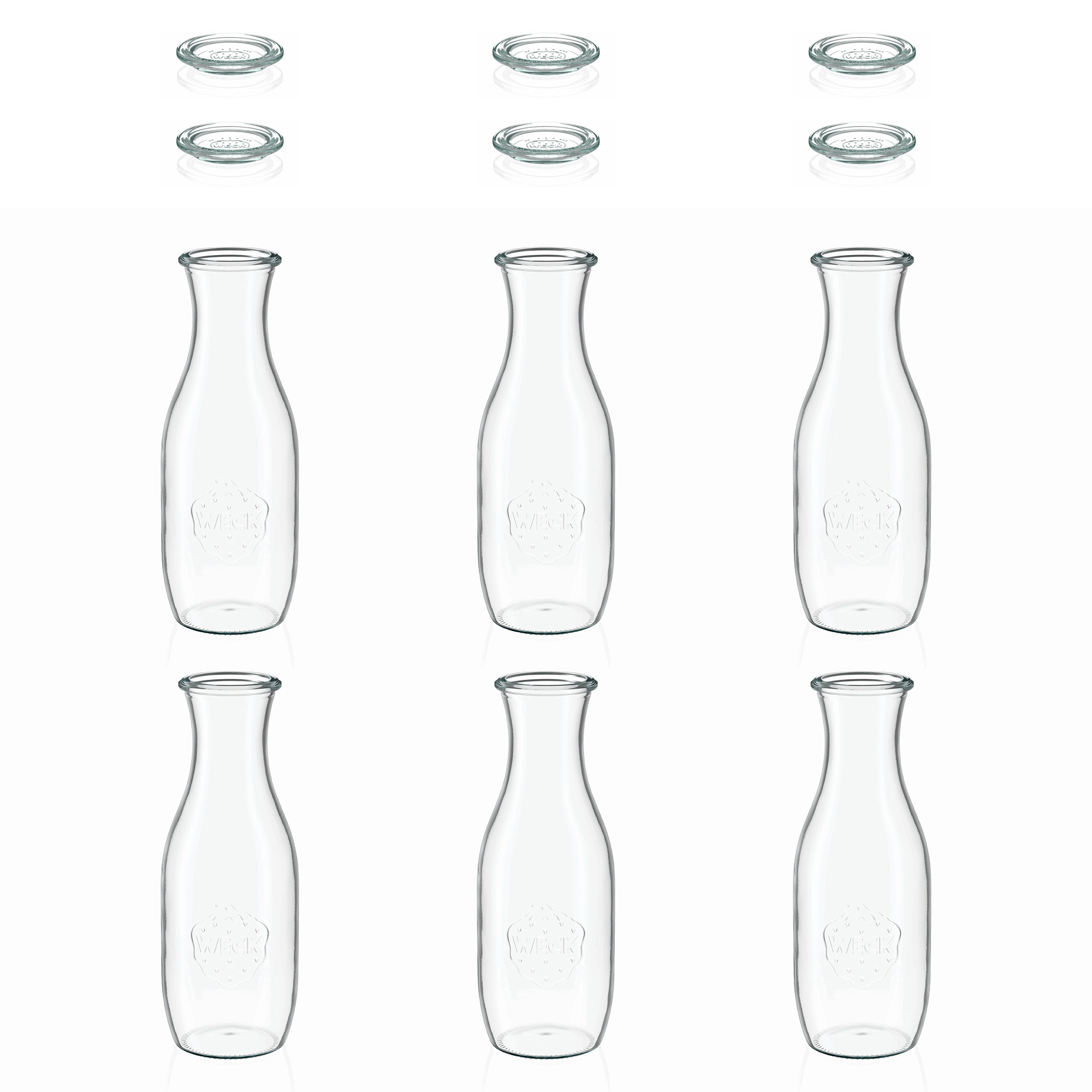 6x 1000 ml Bouteille à jus WECK avec couvercle en verre RR 60