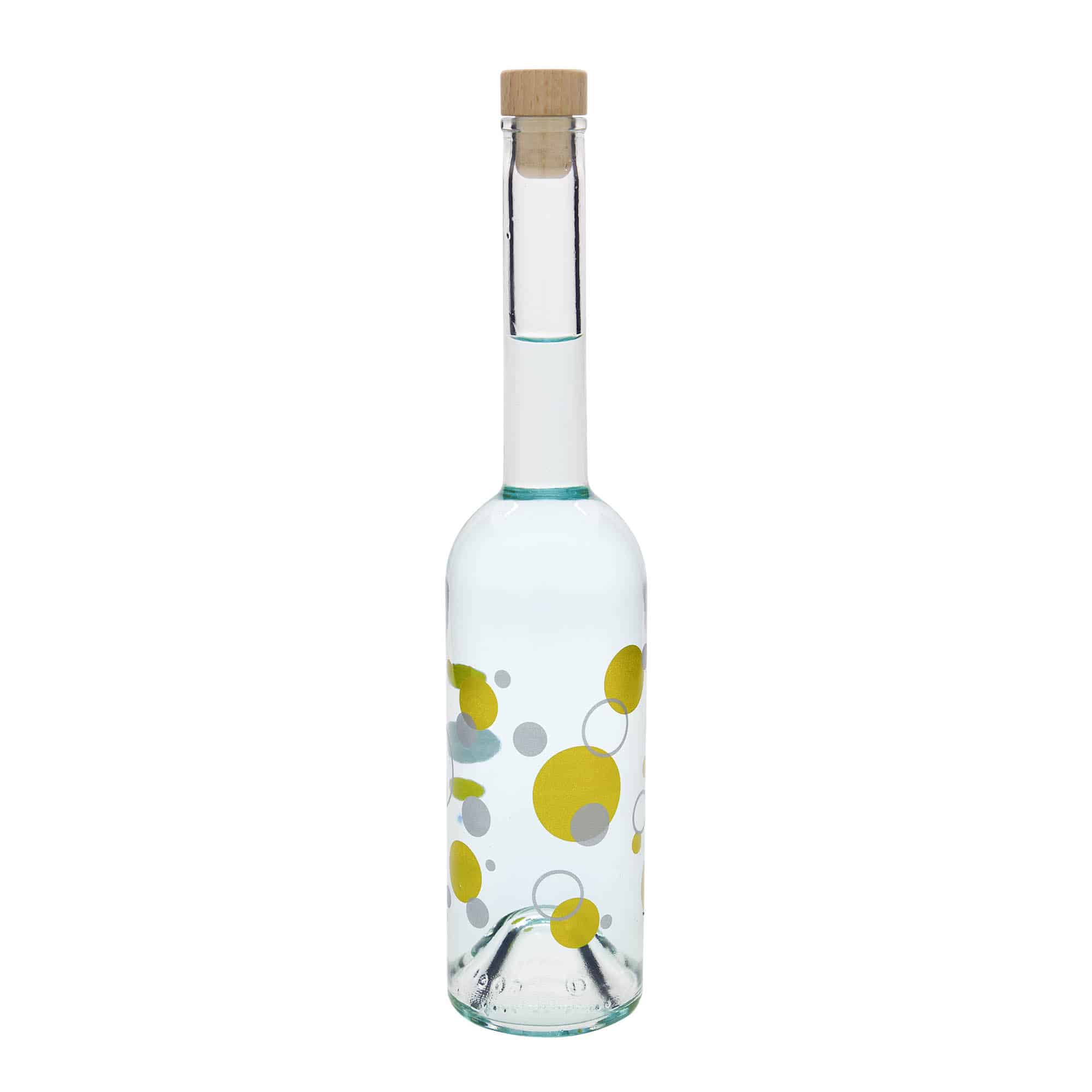 Bouteille en verre 500 ml « Opera », motif : points, bouchon : liège