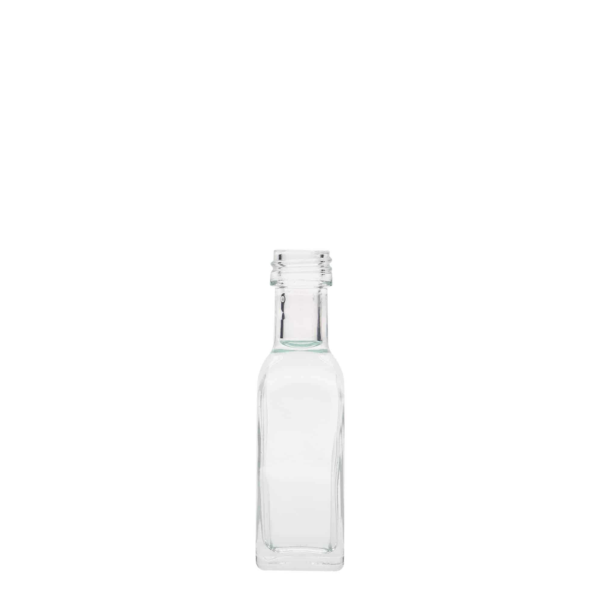 Flacon en verre 20 ml « Marasca », carré, ouverture : PP 18 Flacon en verre 20 ml « Marasca », carré, ouverture : PP 18