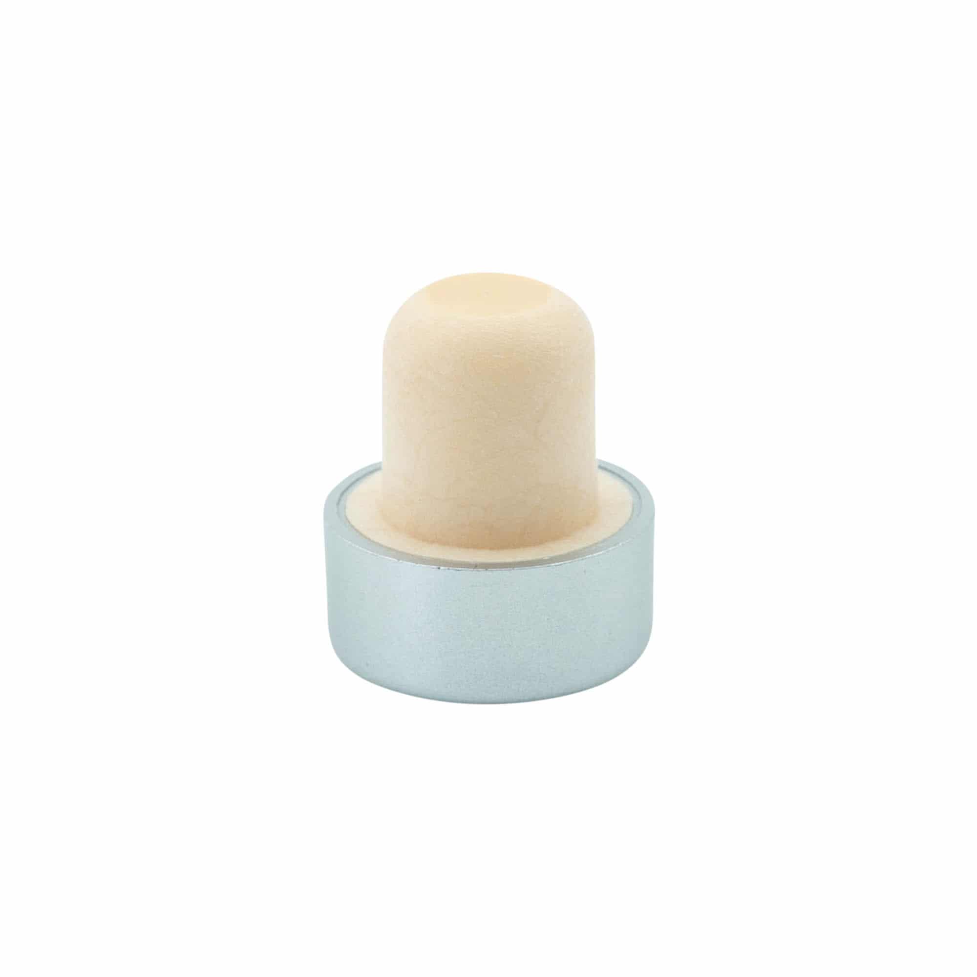 Bouchon à prise 19 mm, plastique, argenté, pour ouverture : liège