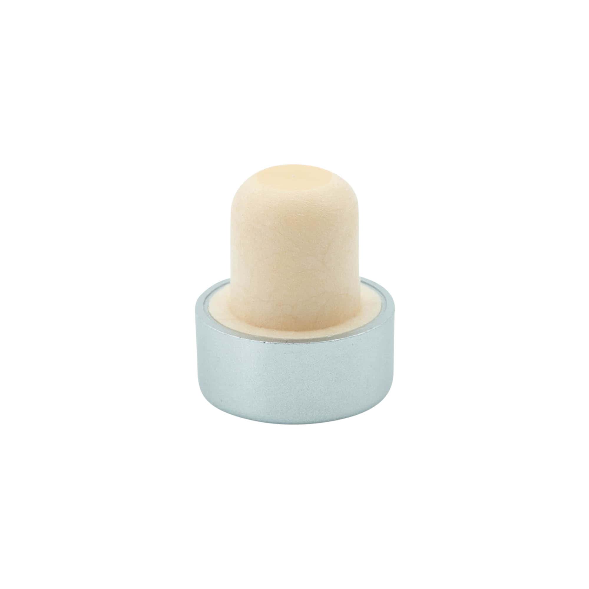 Bouchon à prise 19 mm, plastique, argenté, pour ouverture : liège