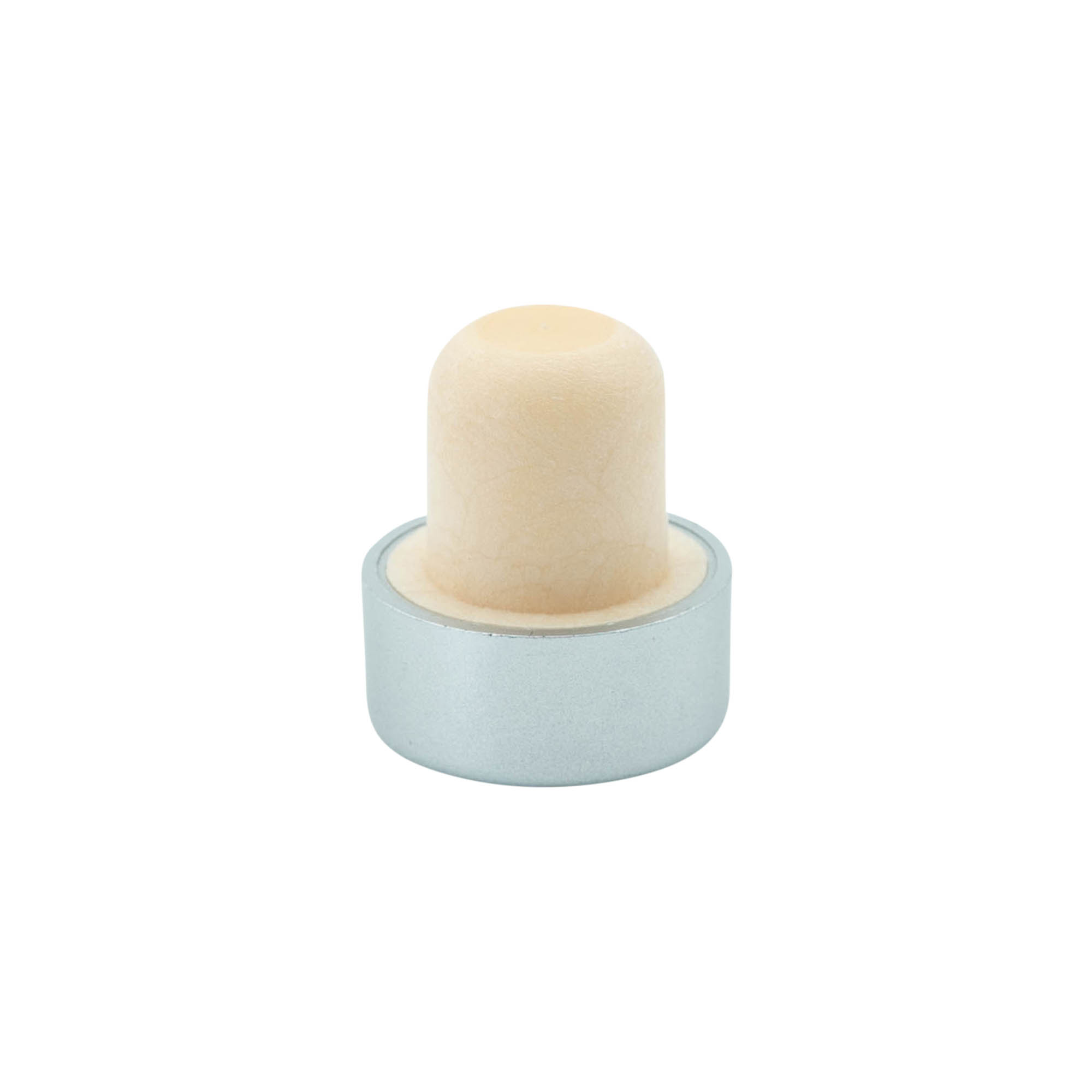 Bouchon à prise 19 mm, plastique, argenté, pour ouverture : liège Bouchon à prise 19 mm, plastique, argenté, pour ouverture : liège
