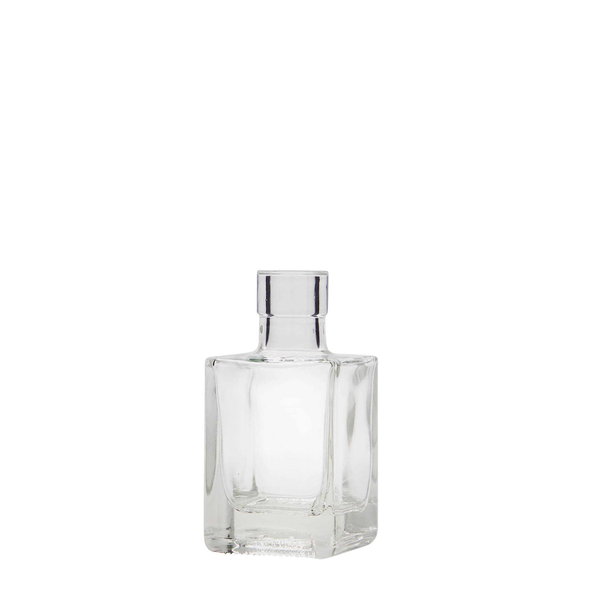 Flacon en verre 50 ml « Cube », carré, ouverture : bouchon en liège