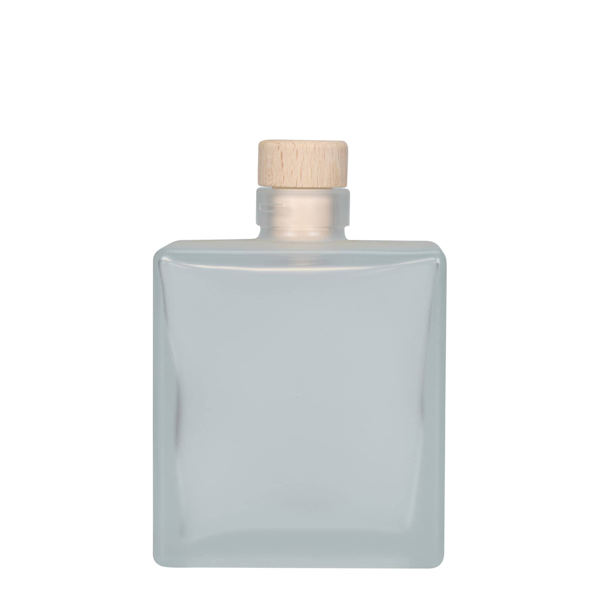 Bouteille en verre 500 ml 'Cube', carrée, givrée, ouverture : bouchon en liège