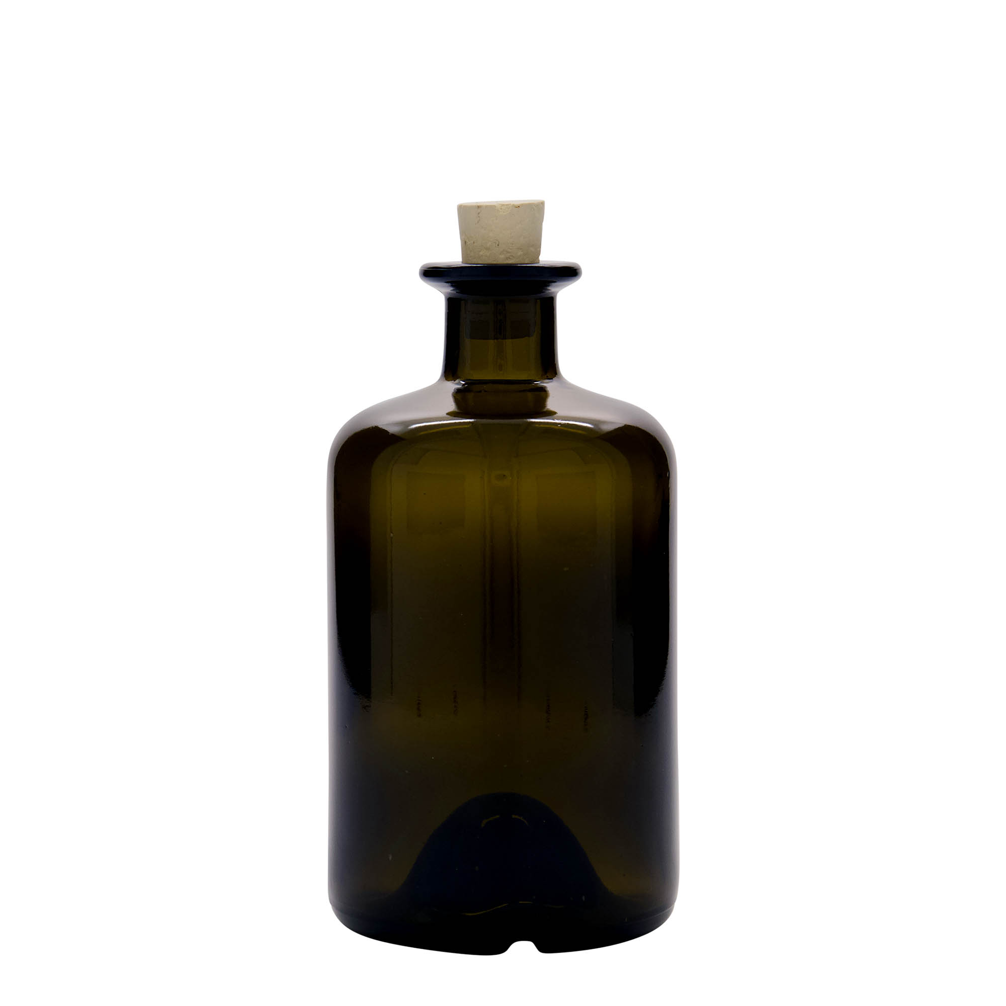 Bouteille en verre de 500 ml, style apothicaire, vert antique, ouverture : bouchon en liège Bouteille en verre de 500 ml, style apothicaire, vert antique, ouverture : bouchon en liège