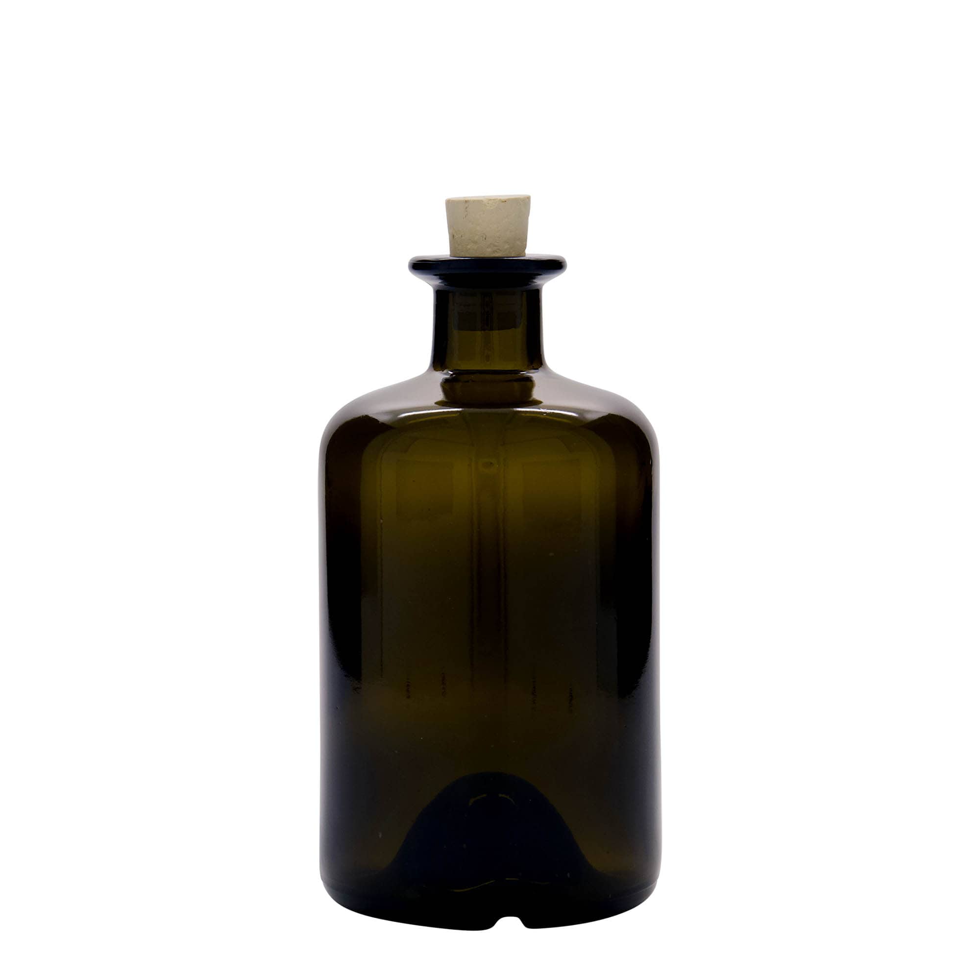 Bouteille en verre de 500 ml, style apothicaire, vert antique, ouverture : bouchon en liège