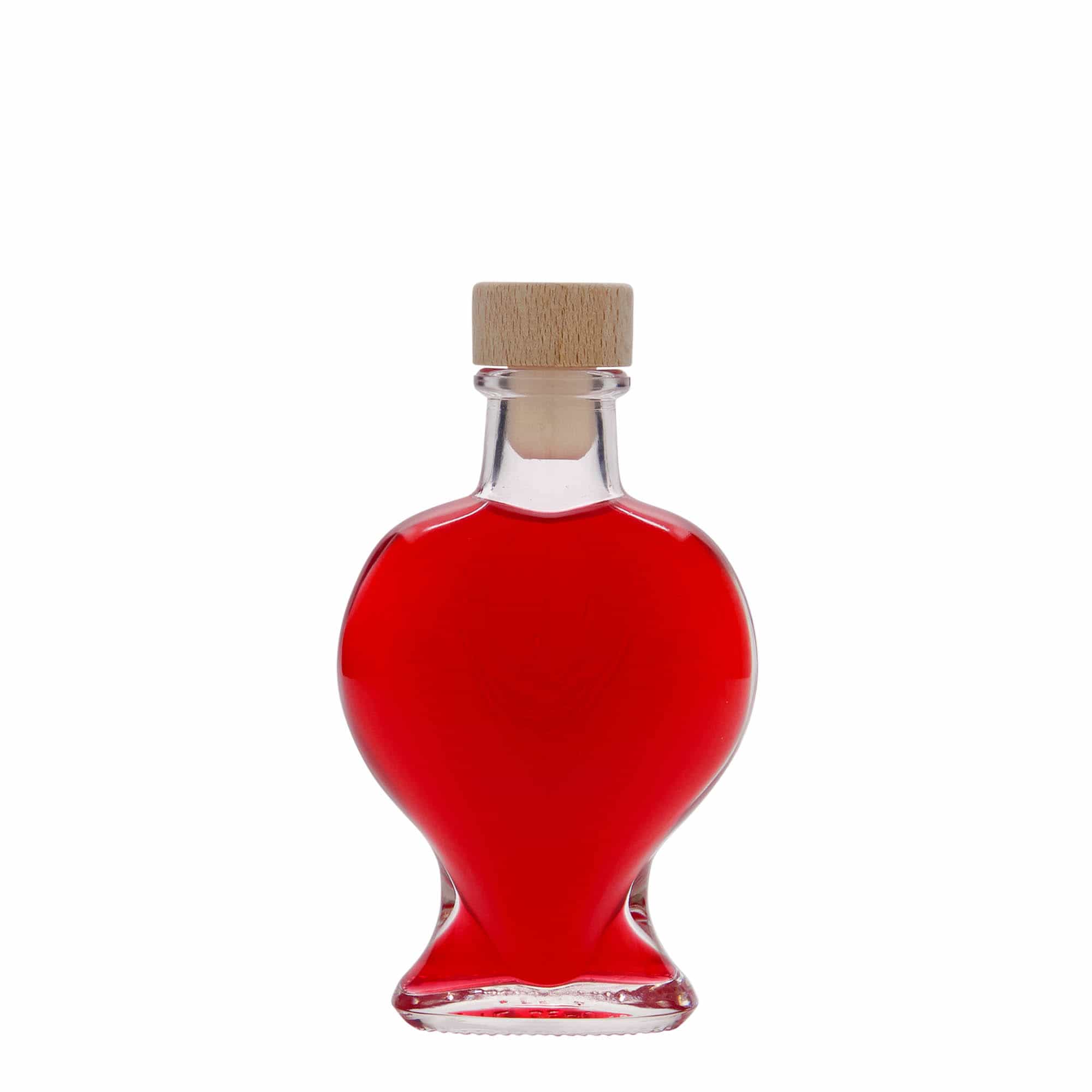 Bouteille en verre 100 ml 'Cœur', bouchage: bouchon