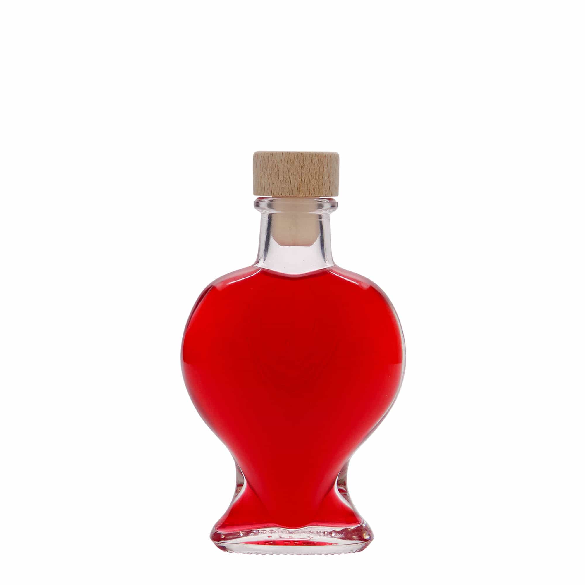 Flacon en verre 100 ml « Cœur », ouverture : bouchon en liège