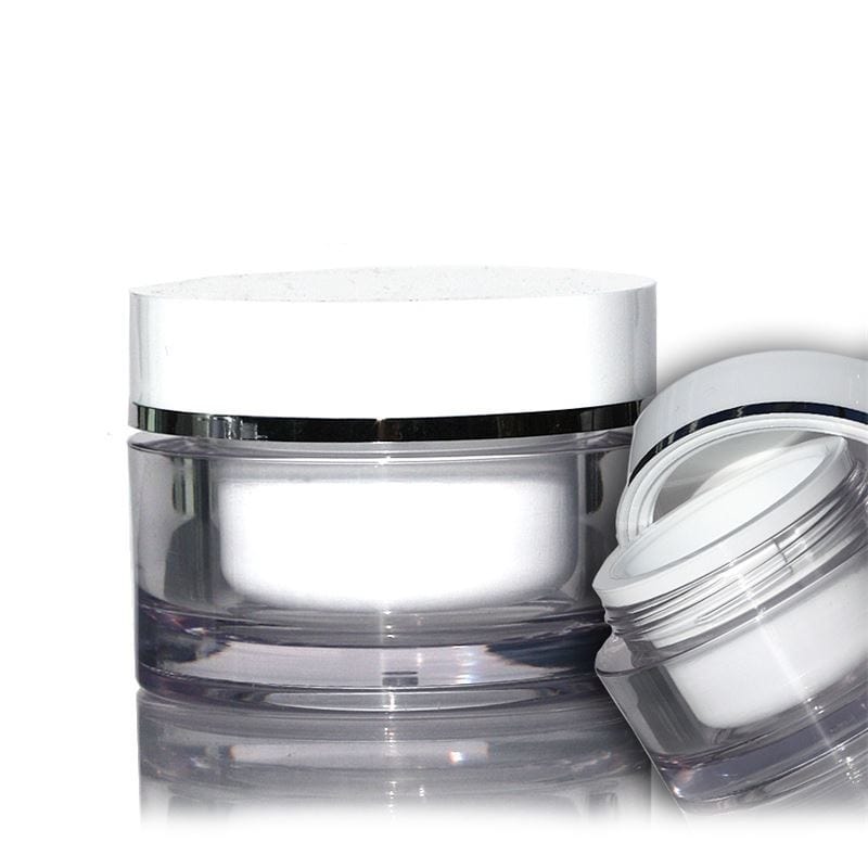 30 ml pot, plastique SAN, blanc, ouverture : fermeture à vis