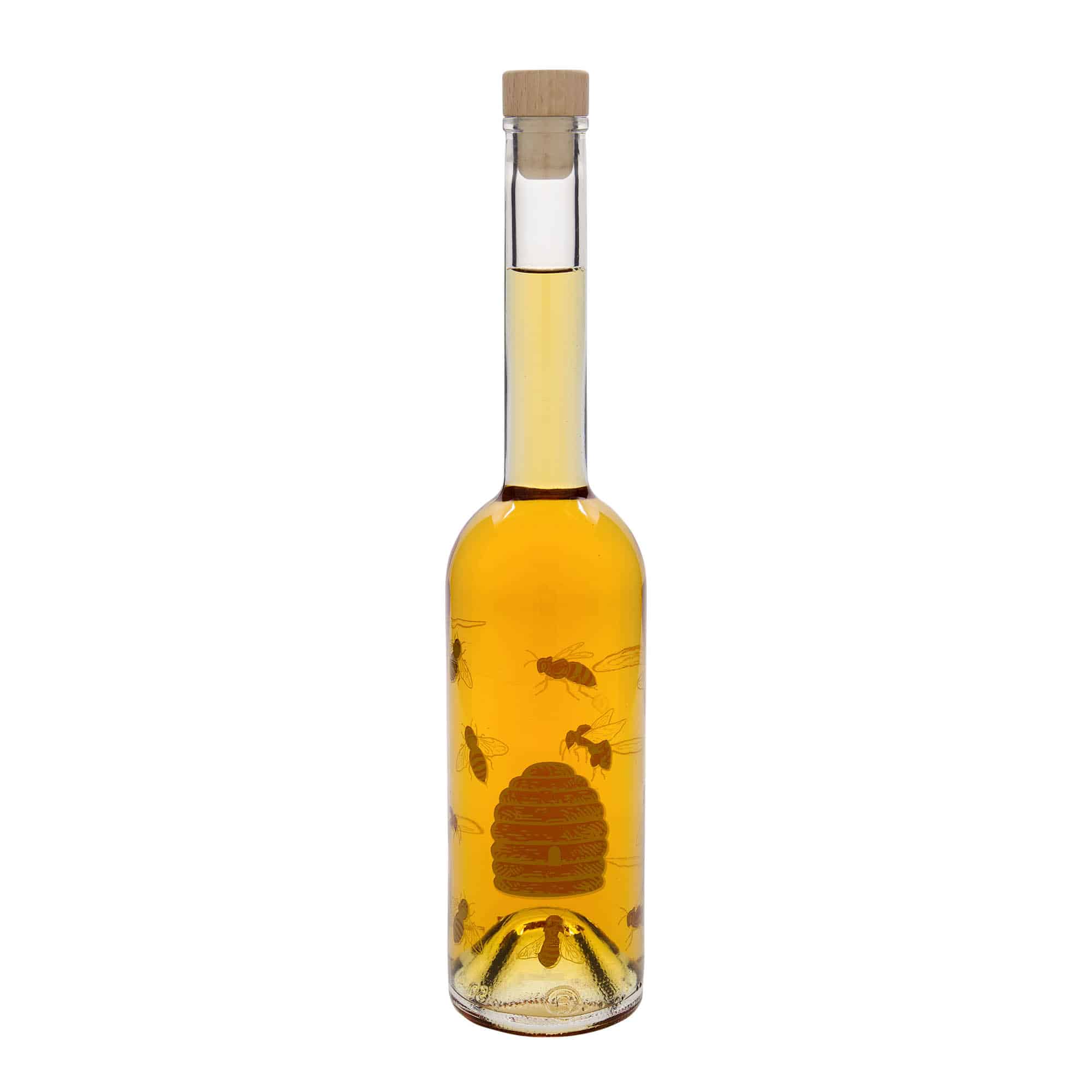 Bouteille en verre 500 ml « Opera », motif : abeilles, ouverture : bouchon en liège