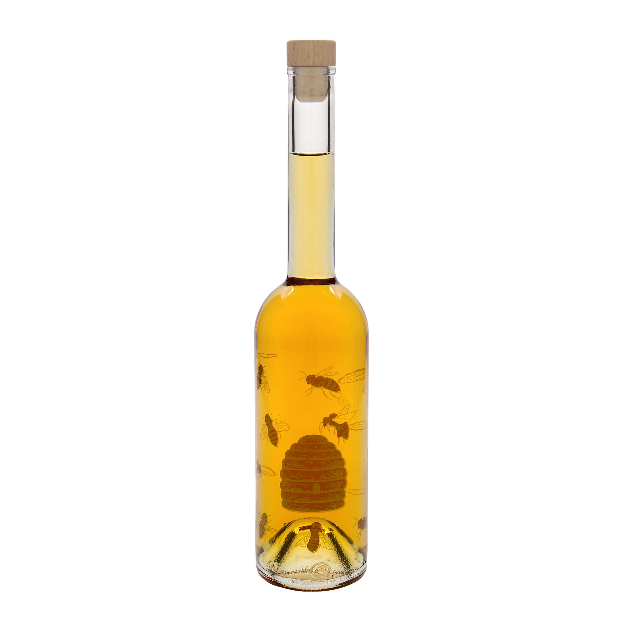 Bouteille en verre 500 ml « Opera », motif : abeilles, ouverture : bouchon en liège