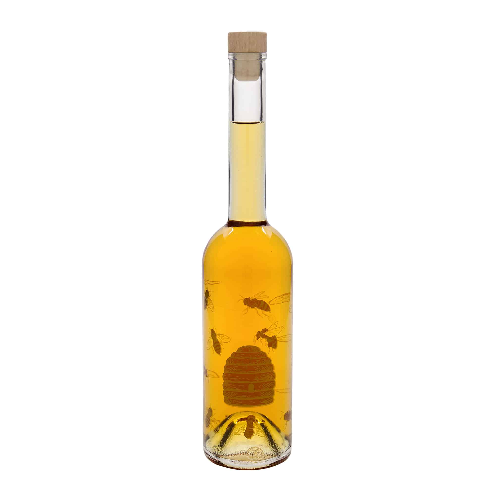 Bouteille en verre 500 ml « Opera », motif : abeilles, ouverture : bouchon en liège