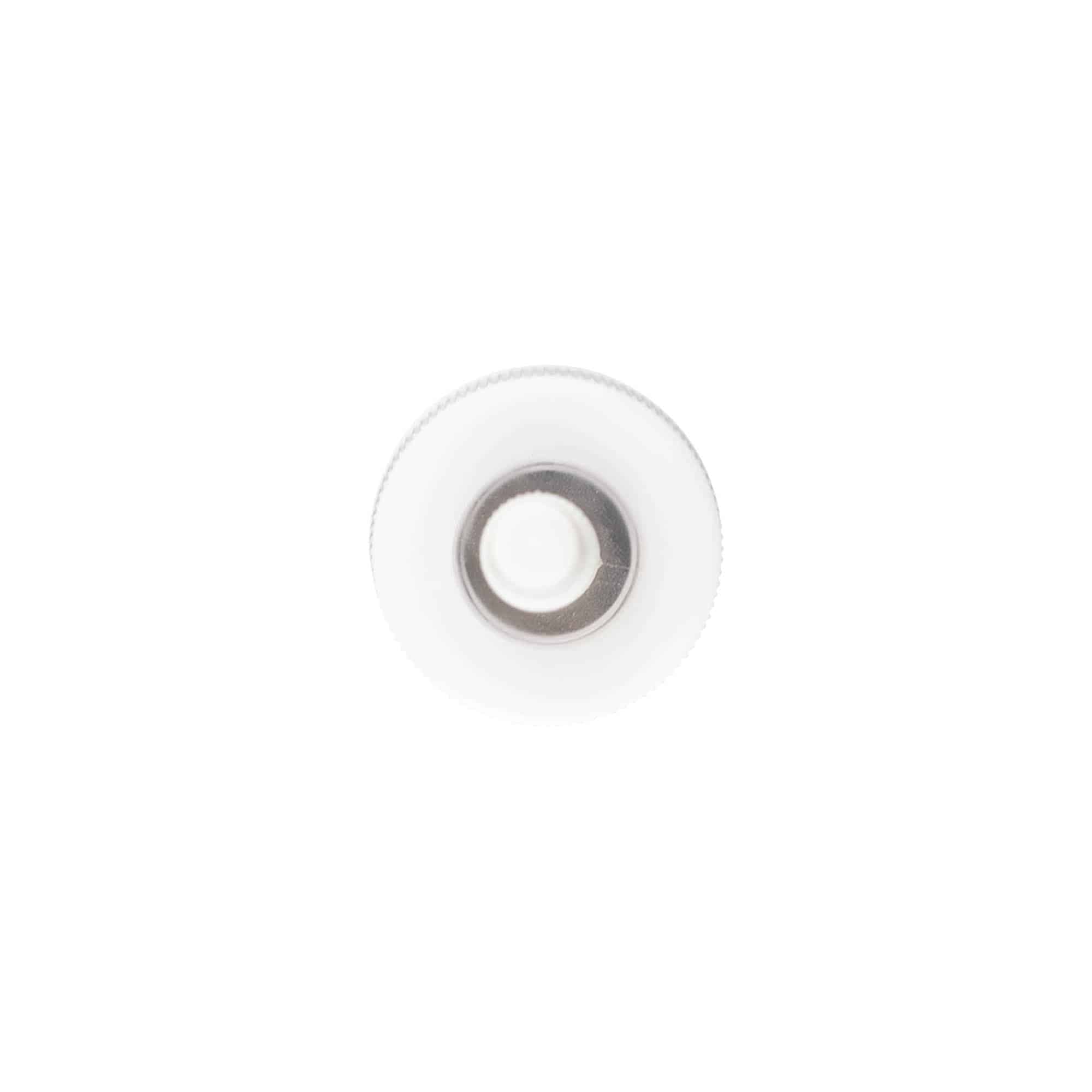 Bouchon à vis avec applicateur, plastique PP, blanc, pour embout : 24/410