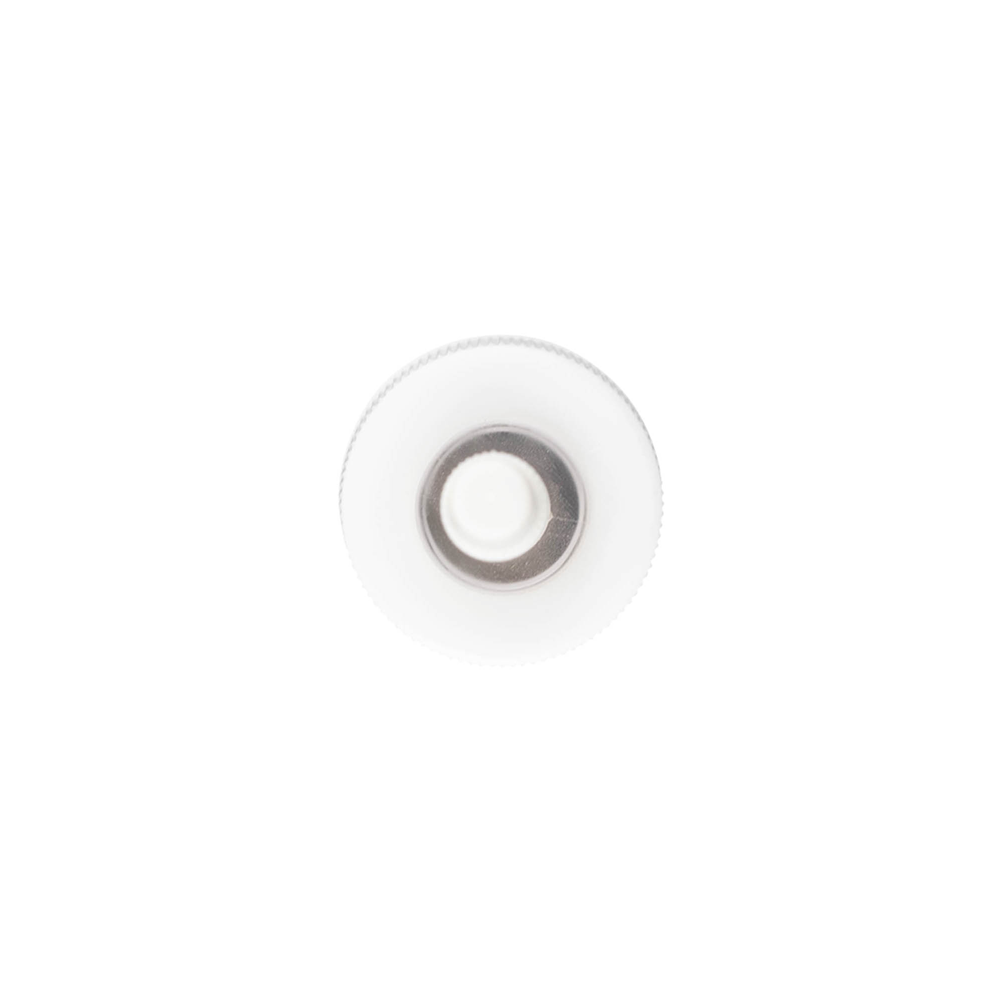 Bouchon à vis avec applicateur, plastique PP, blanc, pour embout : 24/410