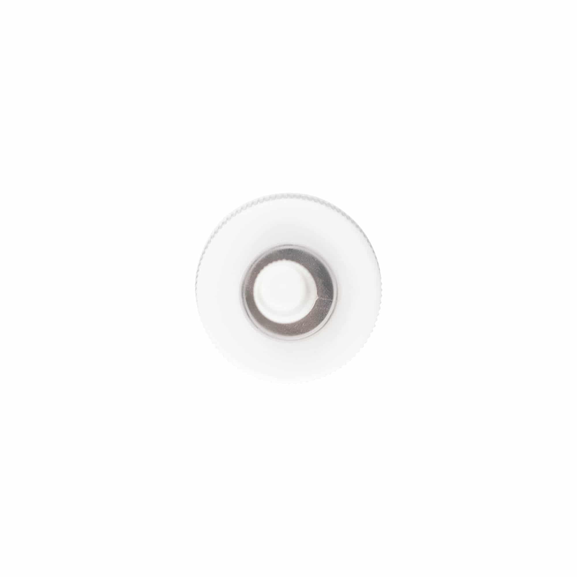 Bouchon à vis avec applicateur, plastique PP, blanc, pour embout : 24/410