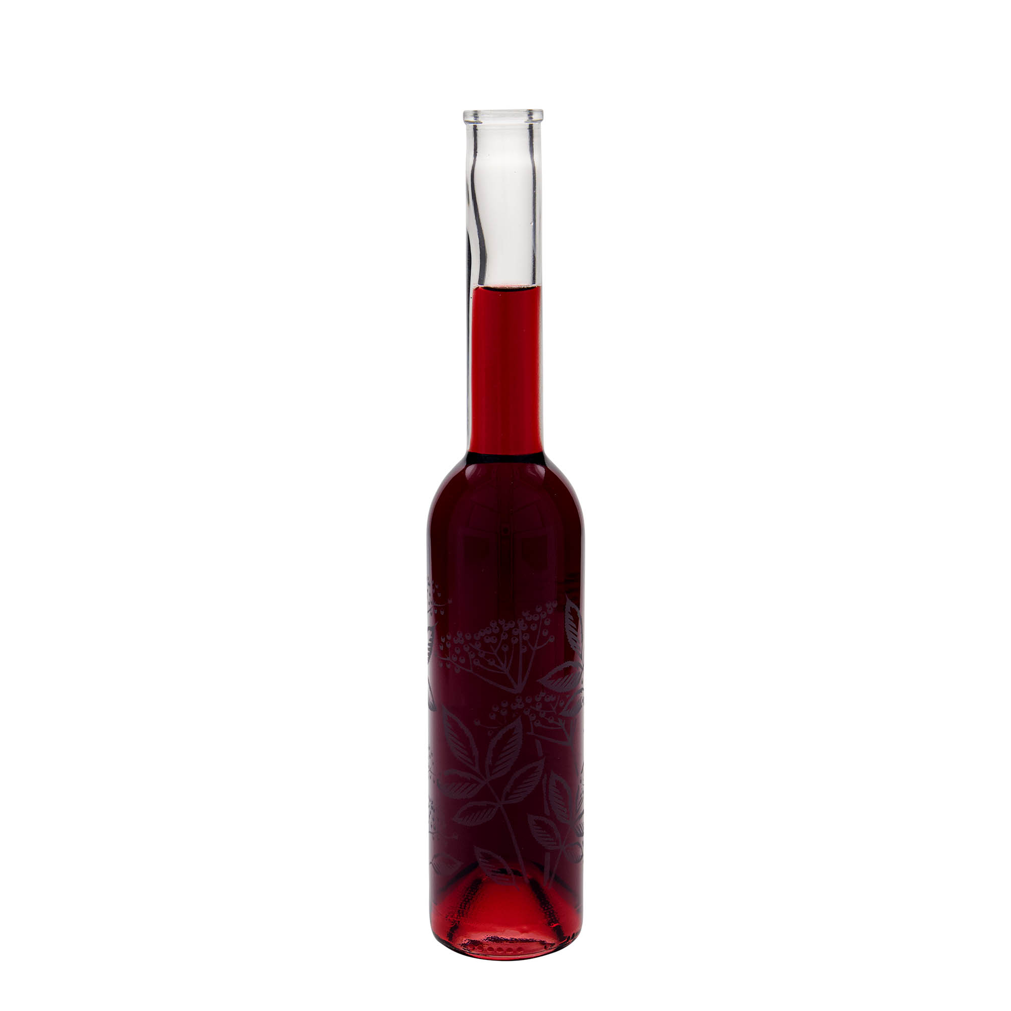 Bouteille en verre 350 ml 'Opera', motif : sureau, ouverture : bouchon en liège