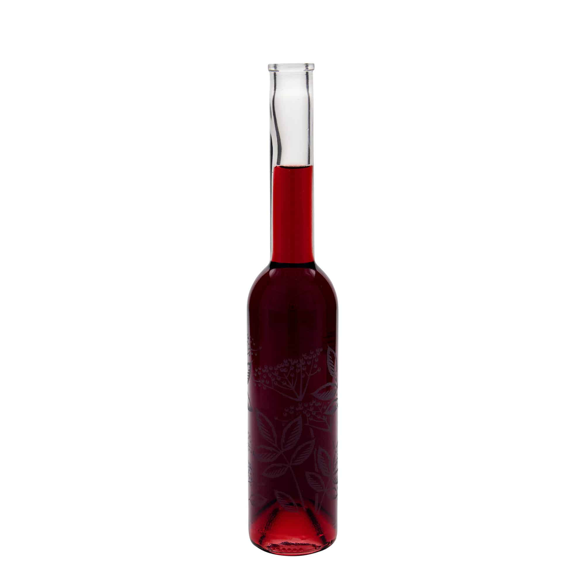 Bouteille en verre 350 ml « Opera », motif : sureau, ouverture : bouchon en liège
