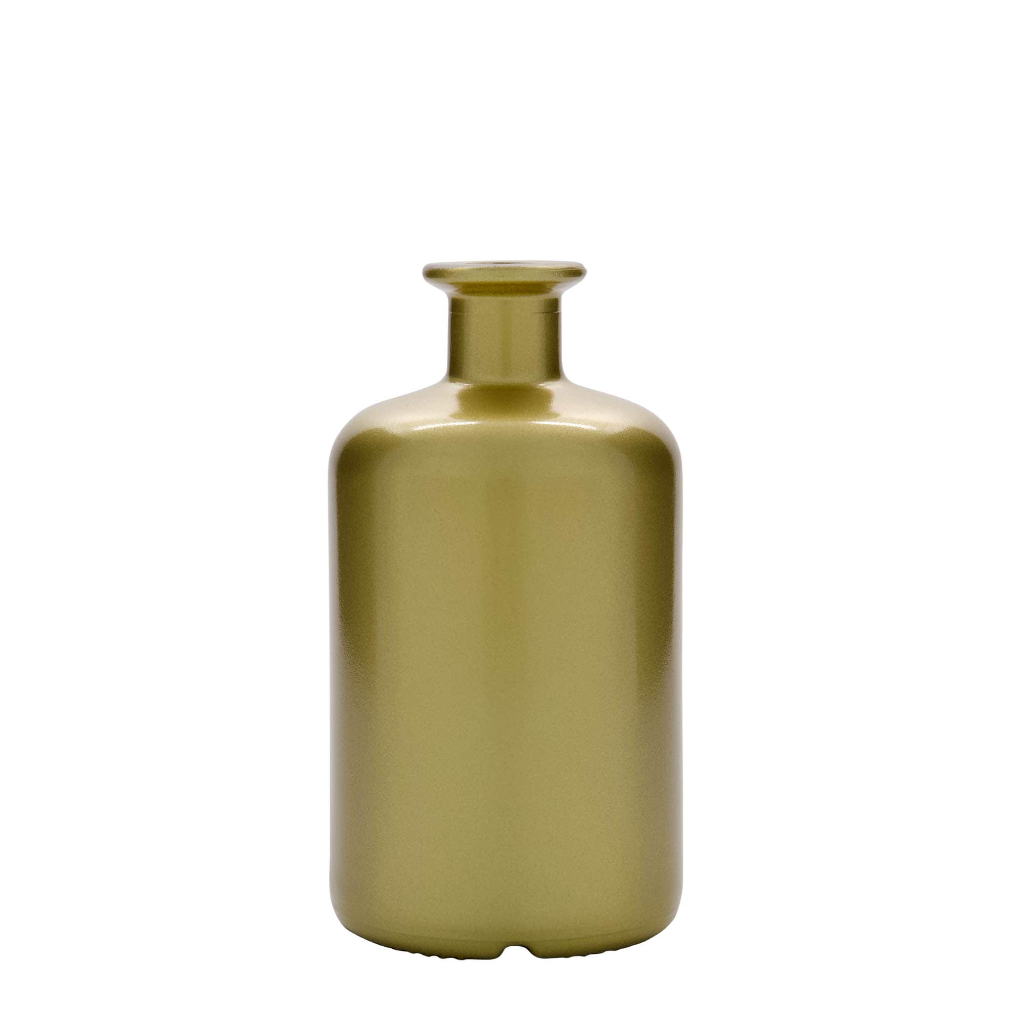 Bouteille en verre de 500 ml, style apothicaire, dorée, ouverture : bouchon en liège