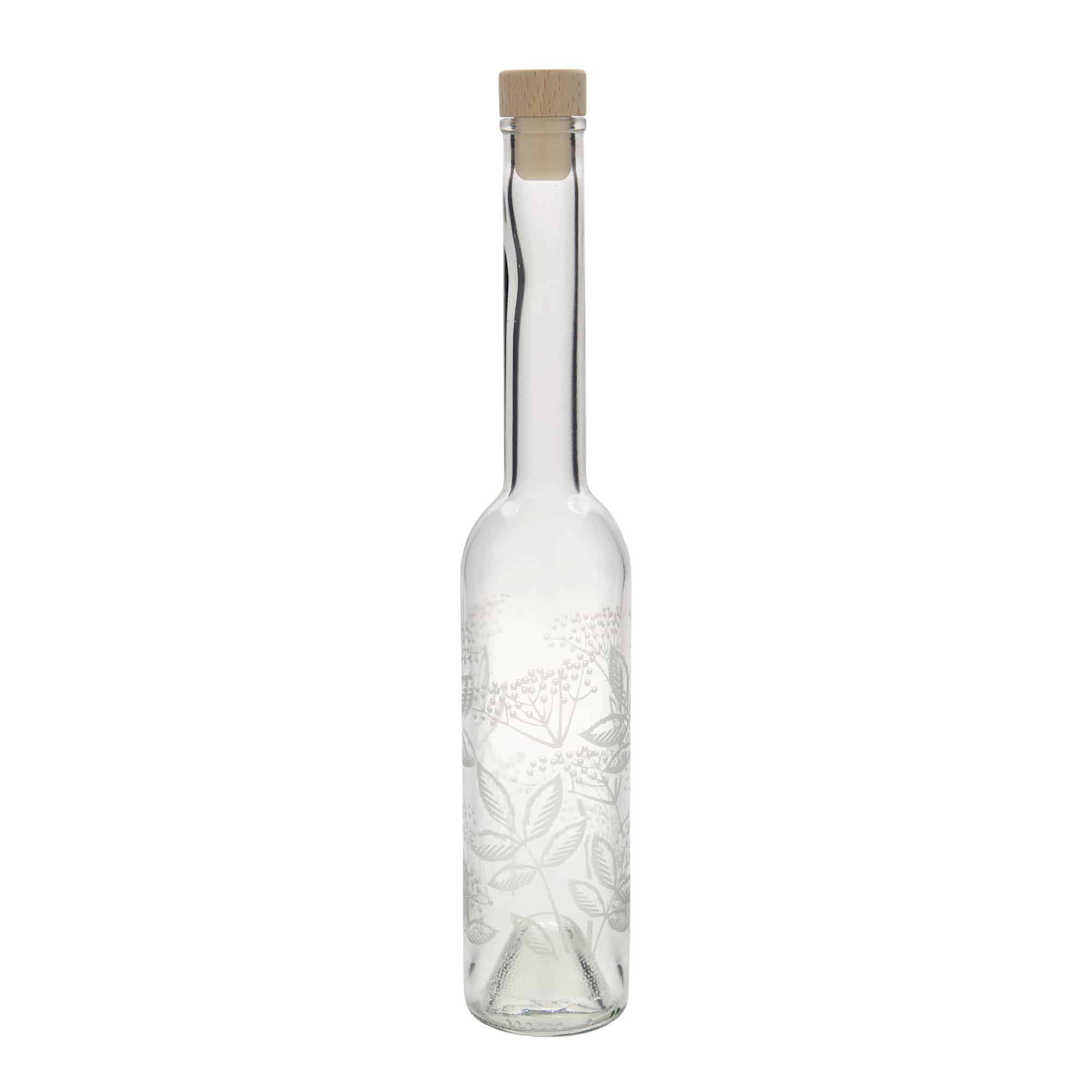 Bouteille en verre 350 ml « Opera », motif : sureau, ouverture : bouchon en liège