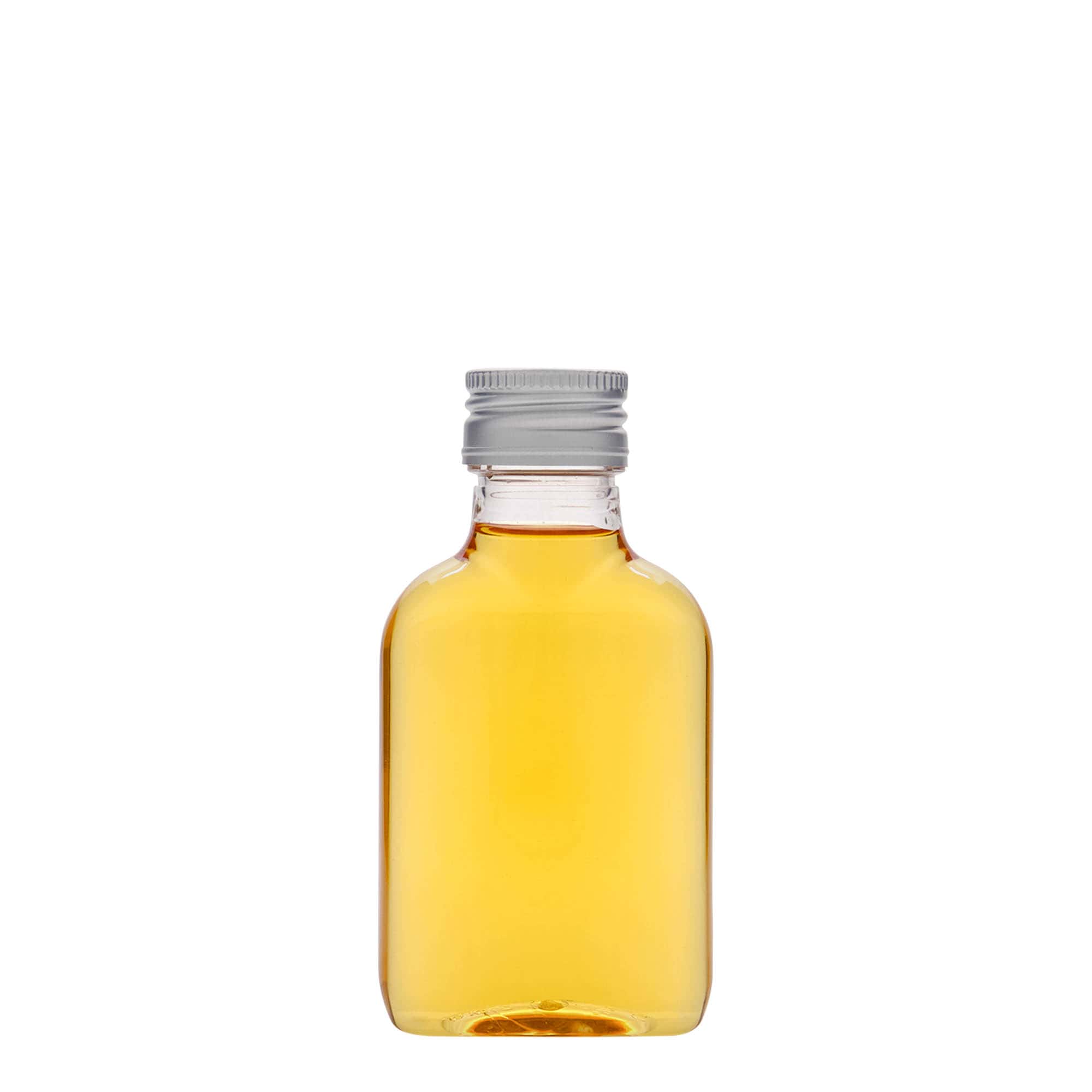 Flacon de poche 100 ml, ovale, plastique PET, ouverture : PP 28