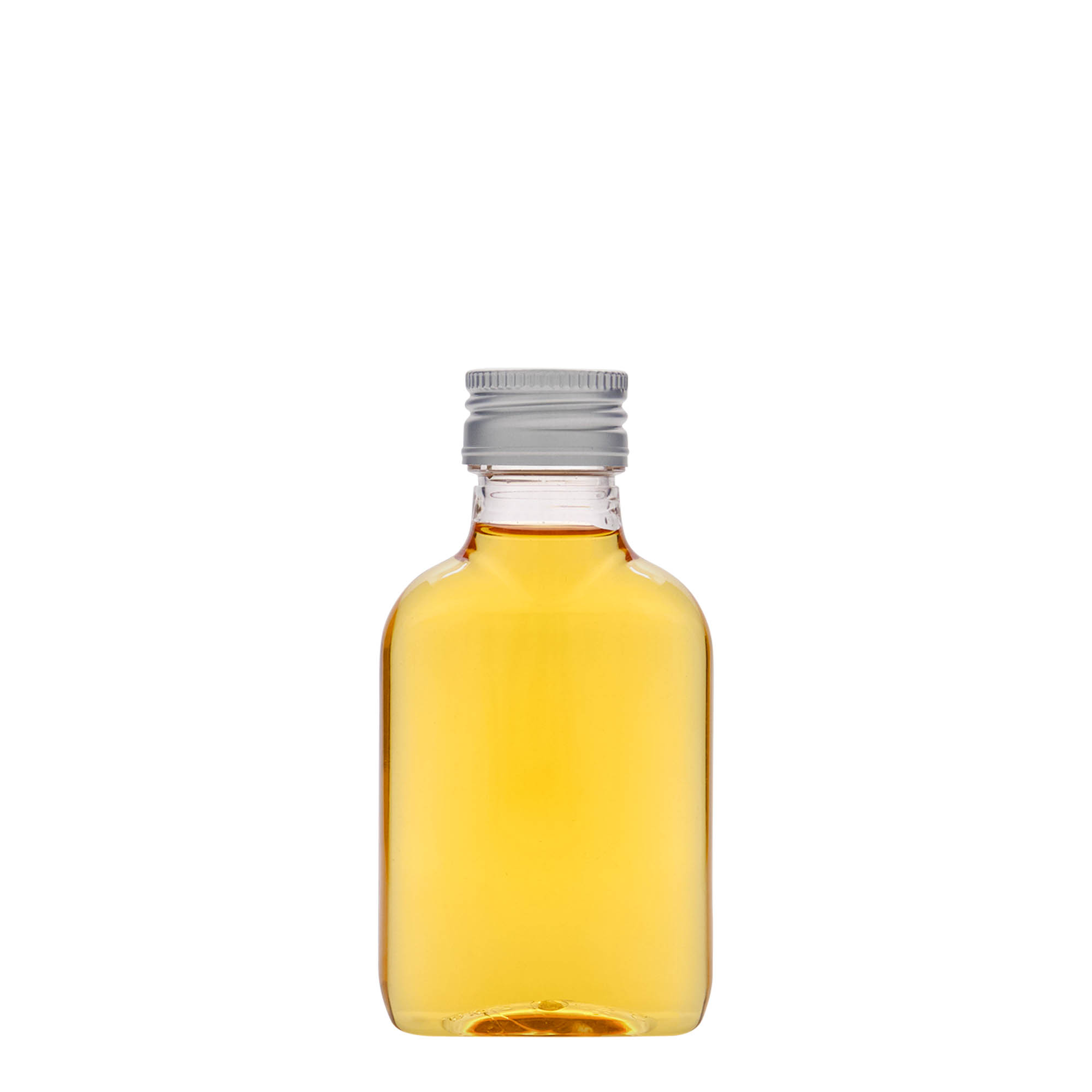 Flacon de poche 100 ml, ovale, plastique PET, ouverture : PP 28 Flacon de poche 100 ml, ovale, plastique PET, ouverture : PP 28