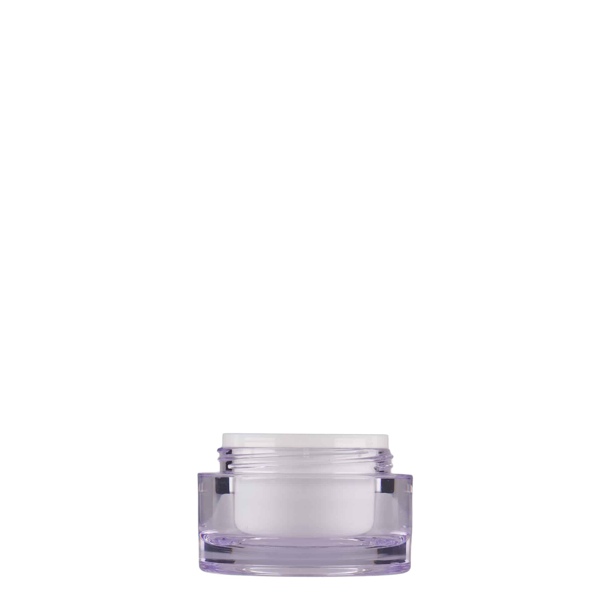 Pot 10 ml , plastique SAN, blanc, bouchage: Bougage à vis Pot 10 ml , plastique SAN, blanc, bouchage: Bougage à vis