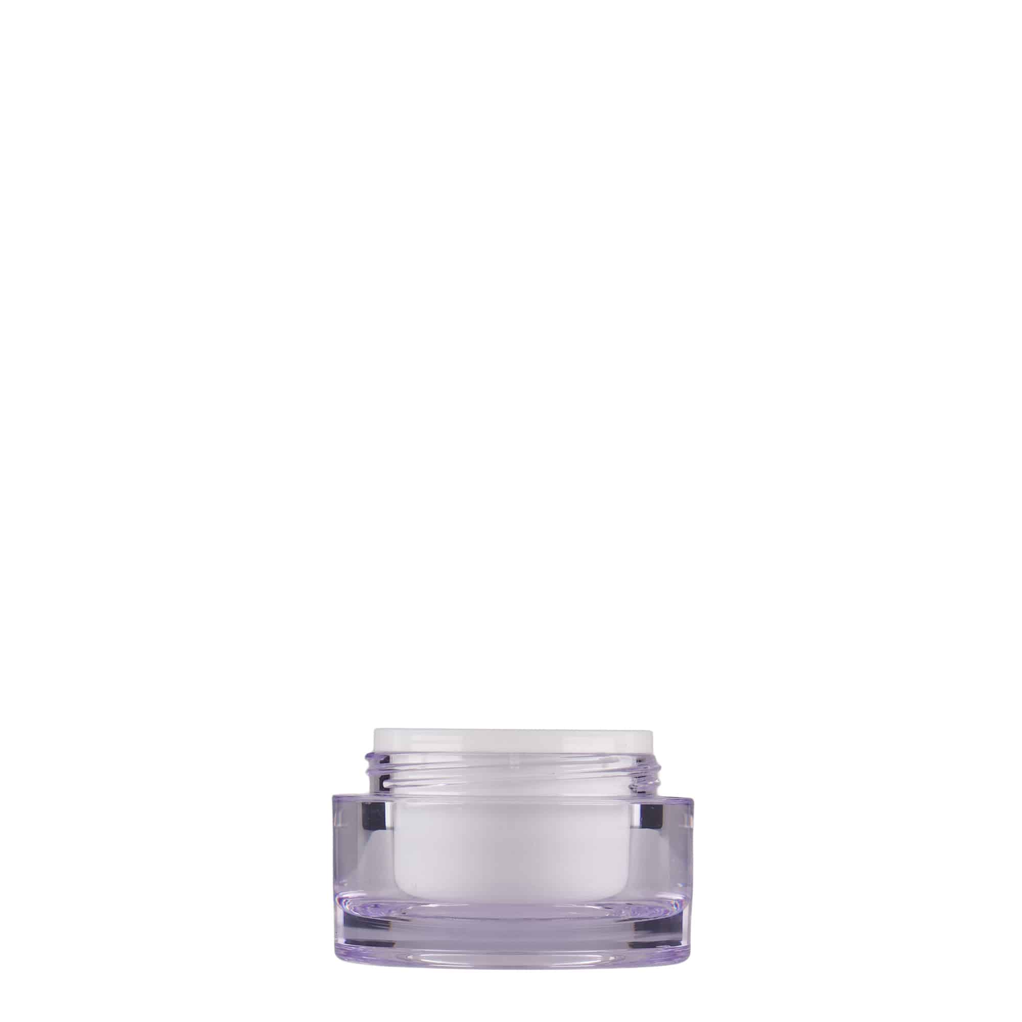 Pot de 10 ml, plastique SAN, blanc, ouverture : bouchon à vis