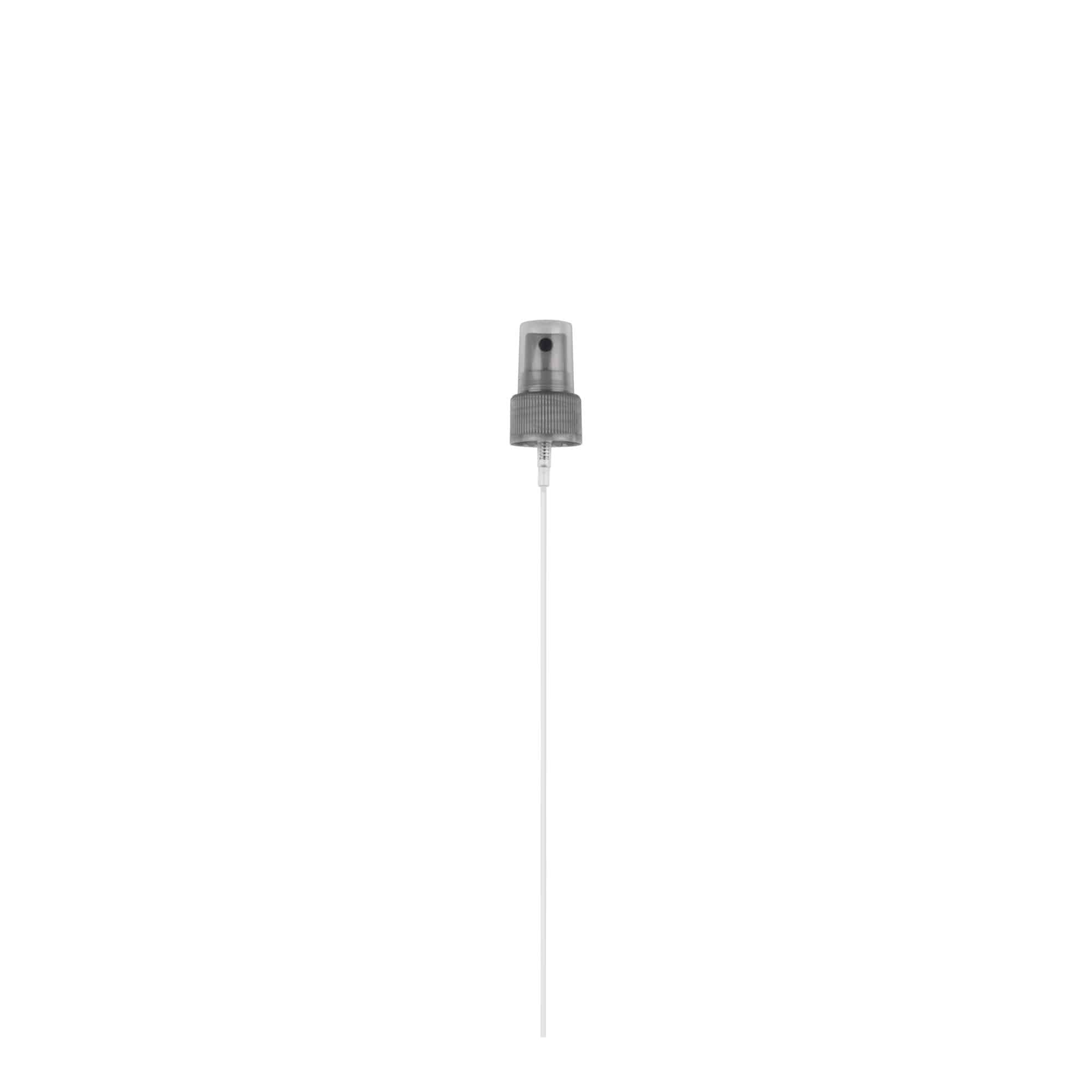 Bouchon à vis avec pulvérisateur spray, plastique PP, argenté, pour ouverture : 24/410