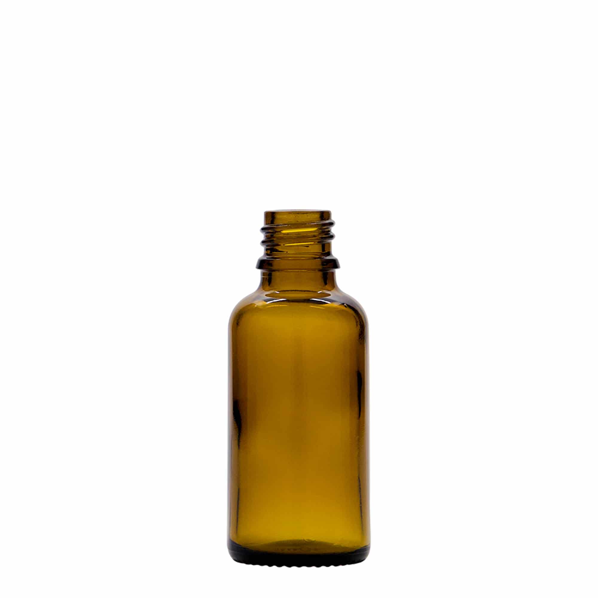 Flacon compte-gouttes 30 ml Médical, verre, brun, embouchure : DIN 18