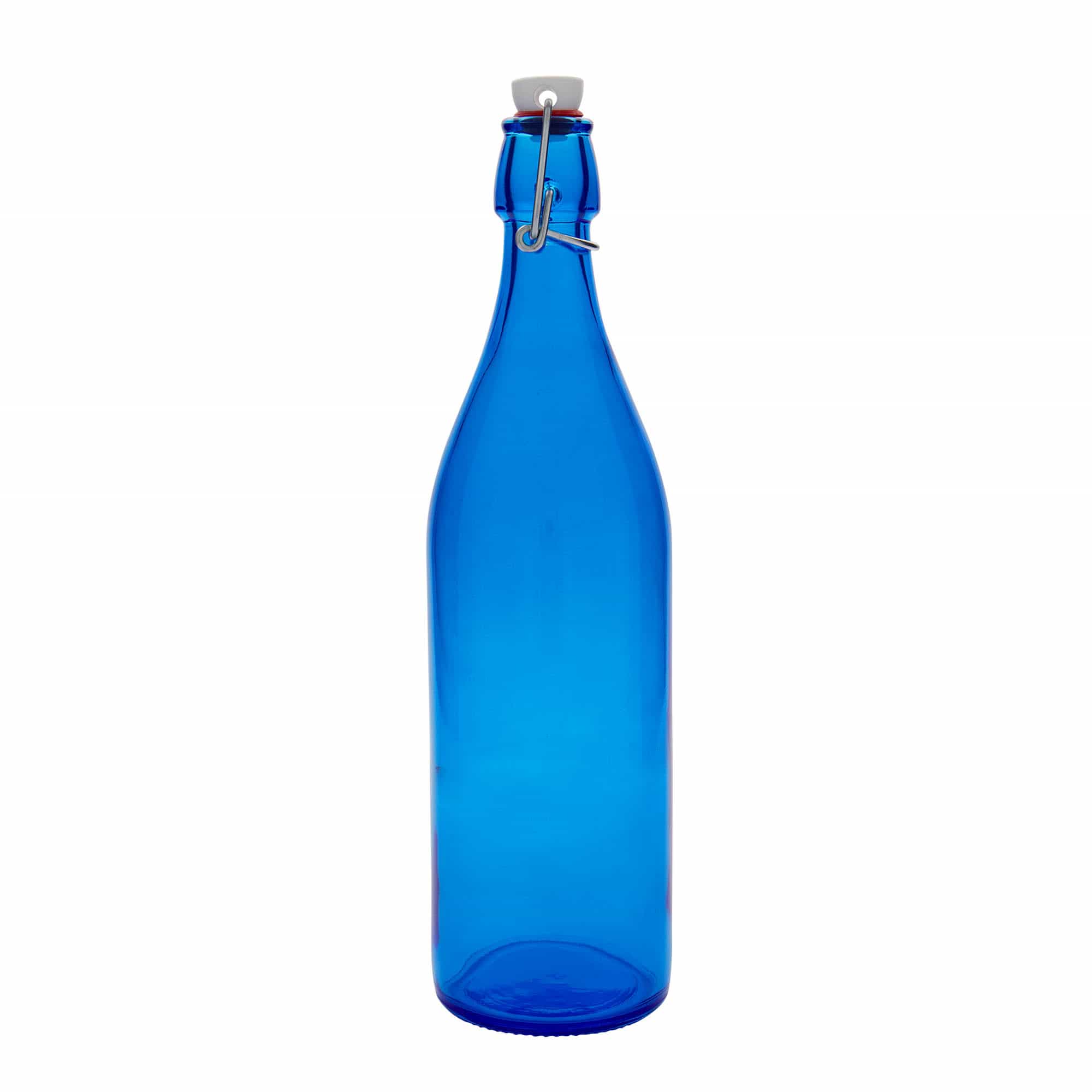 Bouteille en verre 1 000 ml « Giara », bleue, ouverture : bouchon à bascule