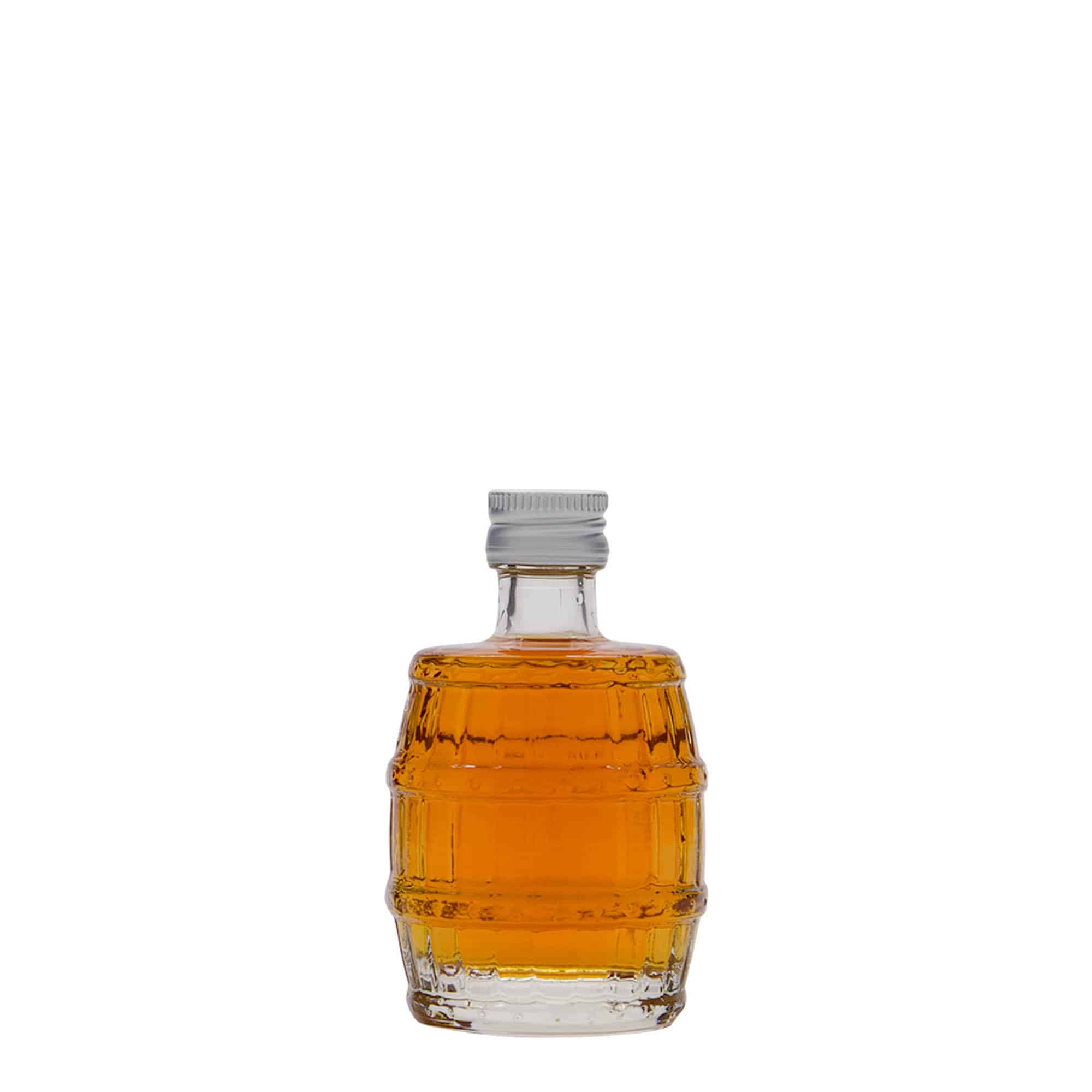 Flacon en verre 50 ml « tonneau », ouverture : PP 18