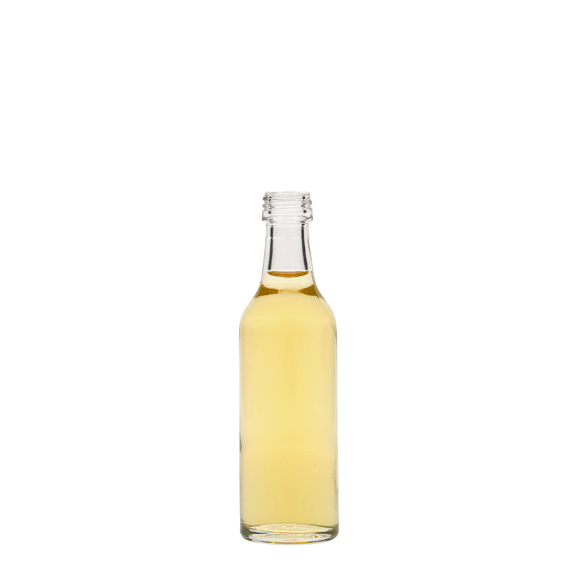 Flacon en verre droit 50 ml, ouverture : PP 18 Flacon en verre droit 50 ml, ouverture : PP 18