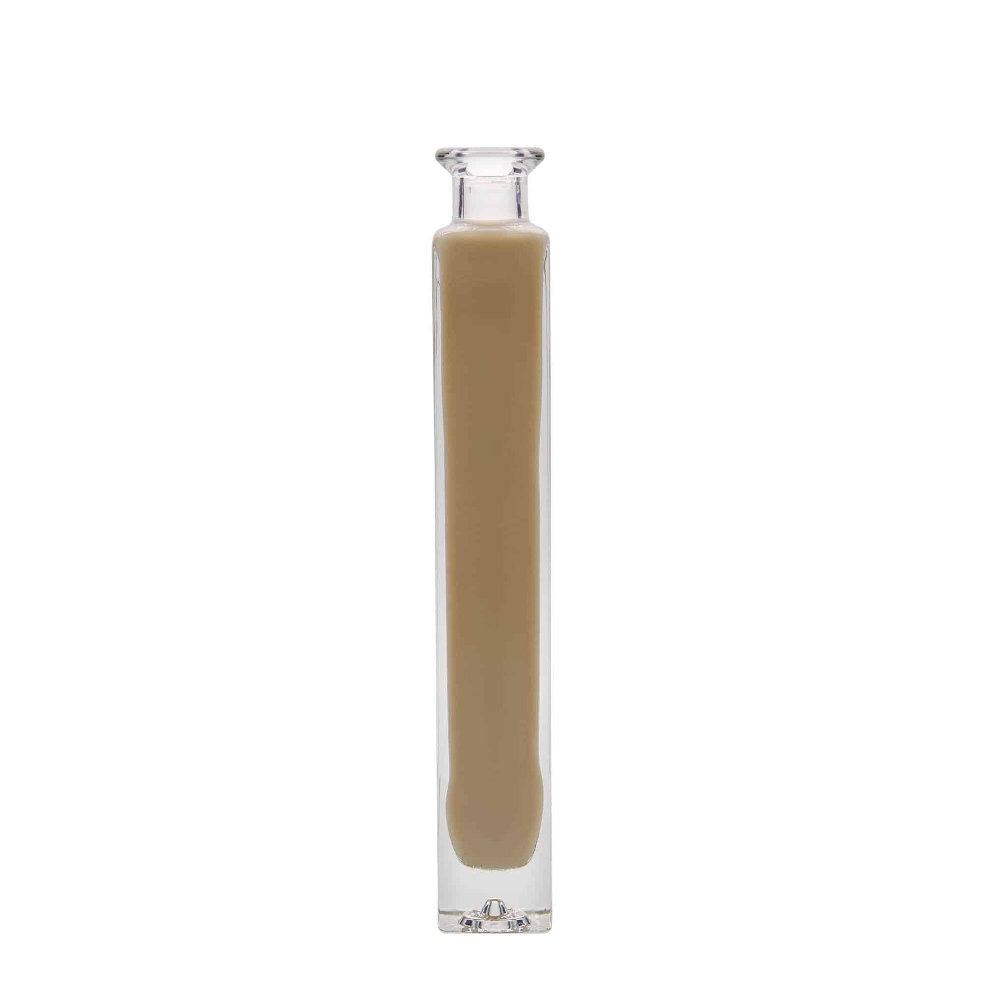 Flacon en verre 200 ml « Tommy », carré, ouverture : bouchon en liège