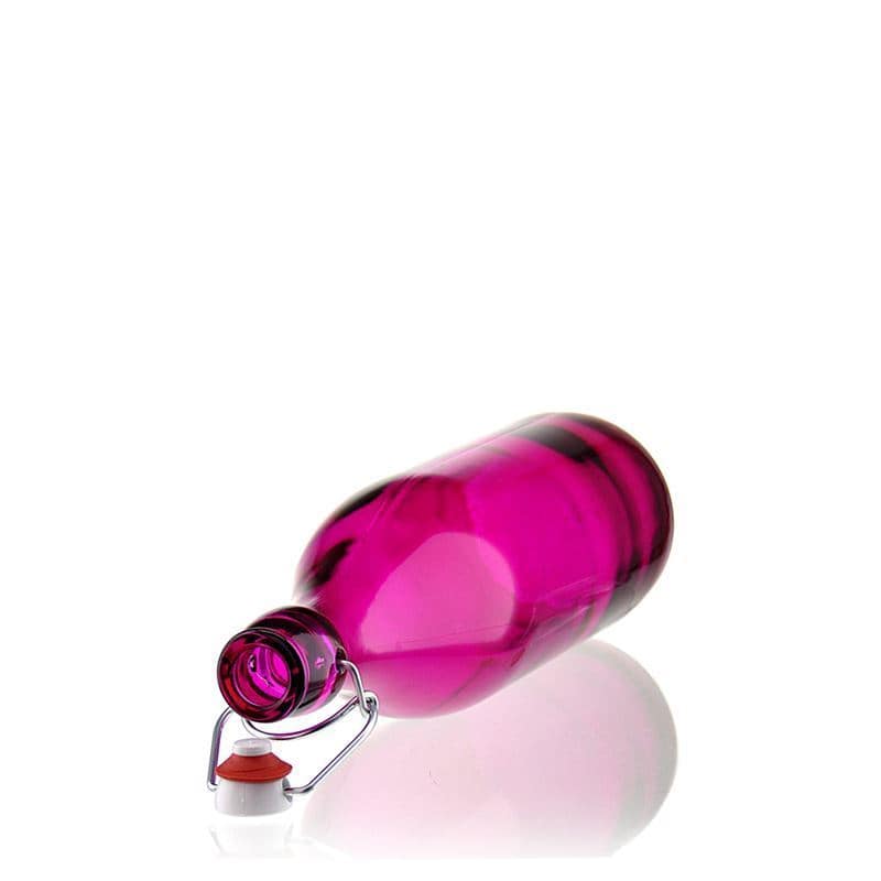 Bouteille en verre 1 000 ml 'Giara', rose, col : bouchon mécanique