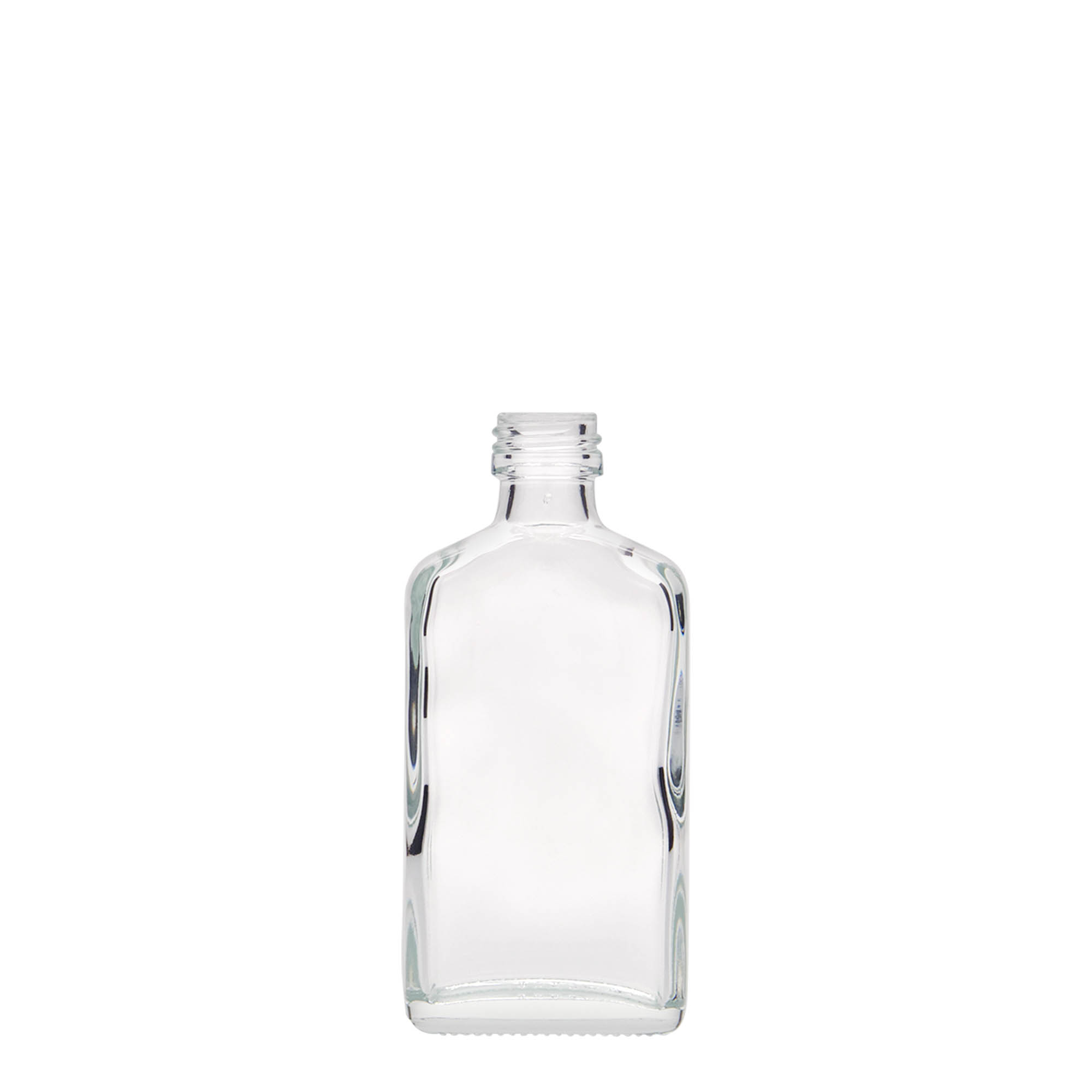 Flacon de poche 50 ml, rectangulaire, verre, embouchure : PP 18 Flacon de poche 50 ml, rectangulaire, verre, embouchure : PP 18