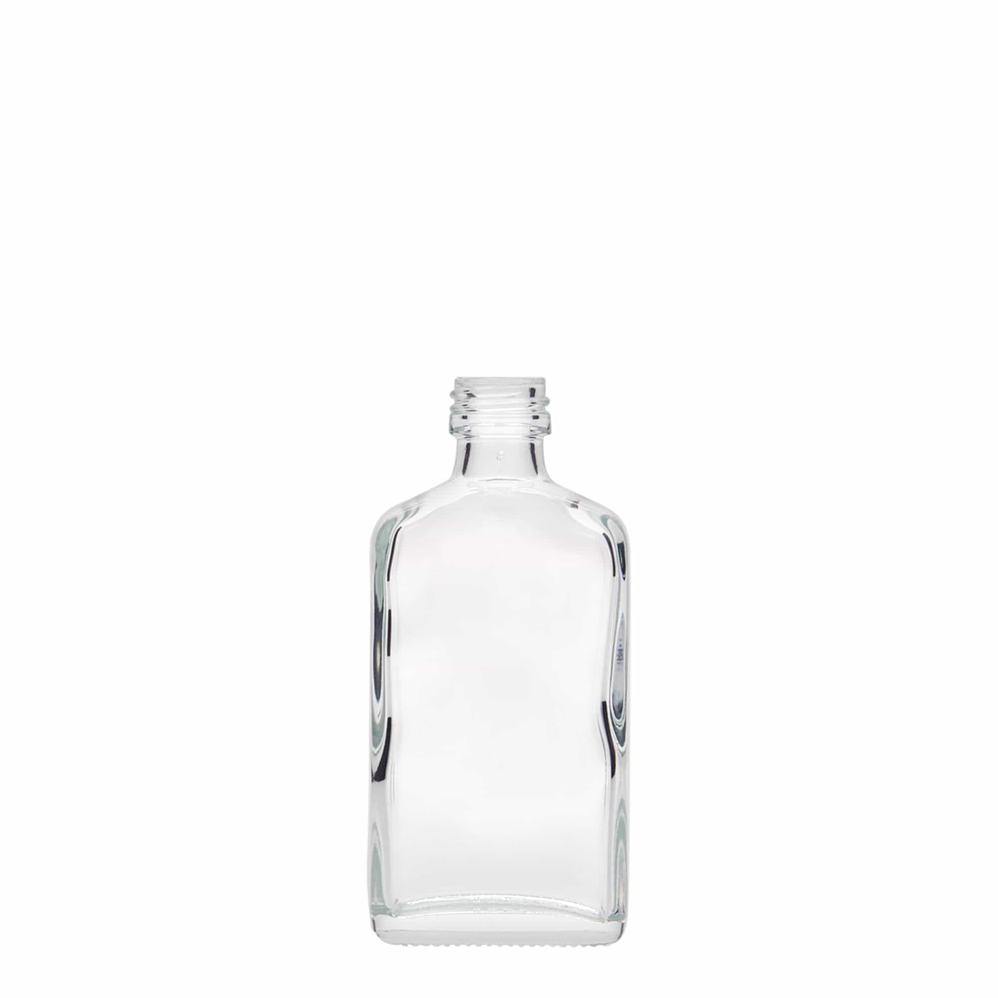 Flacon de poche 50 ml, rectangulaire, verre, embouchure : PP 18