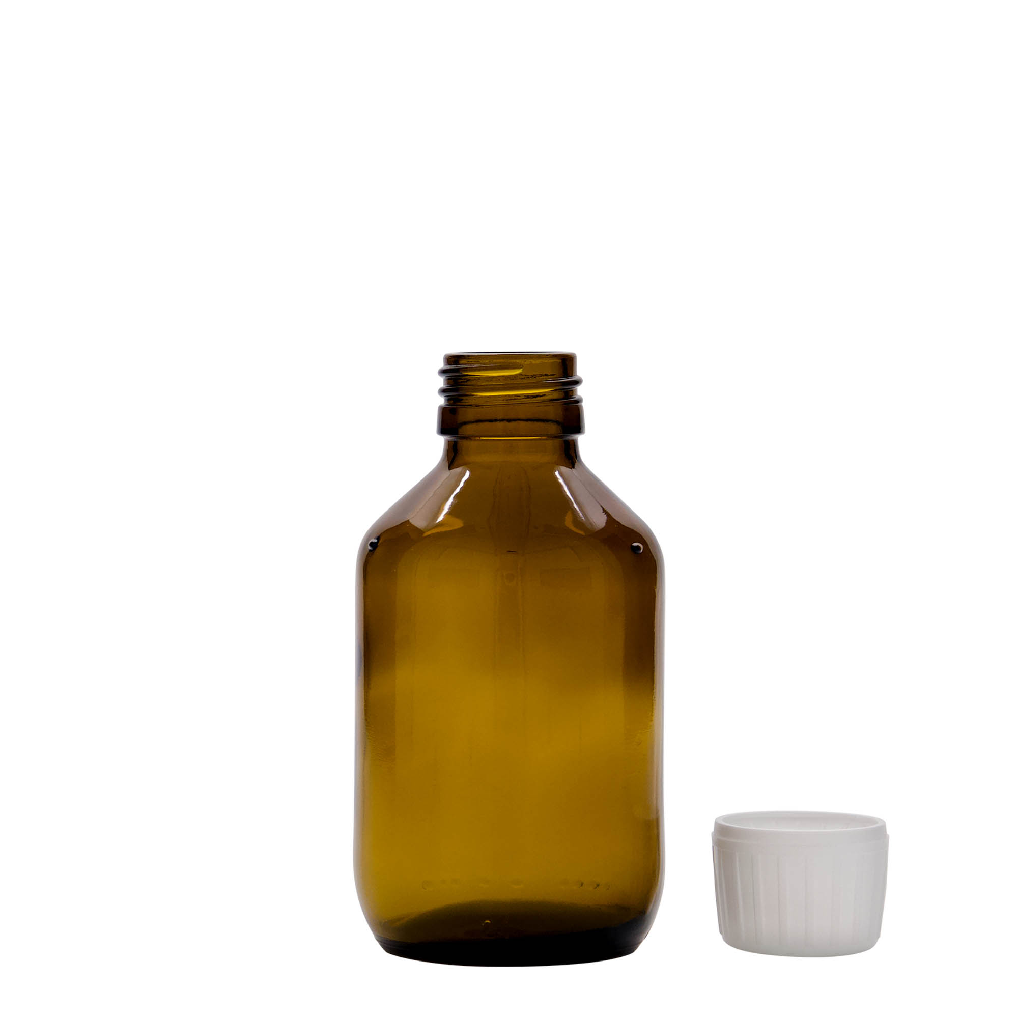 Flacon médical 150 ml, brun, verre, ouverture : PP 28 Flacon médical 150 ml, brun, verre, ouverture : PP 28